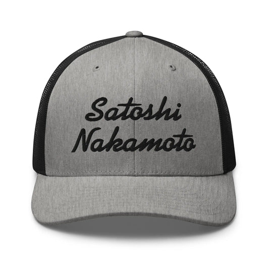 bitcoin trucker hat - satoshi nakamoto - front view