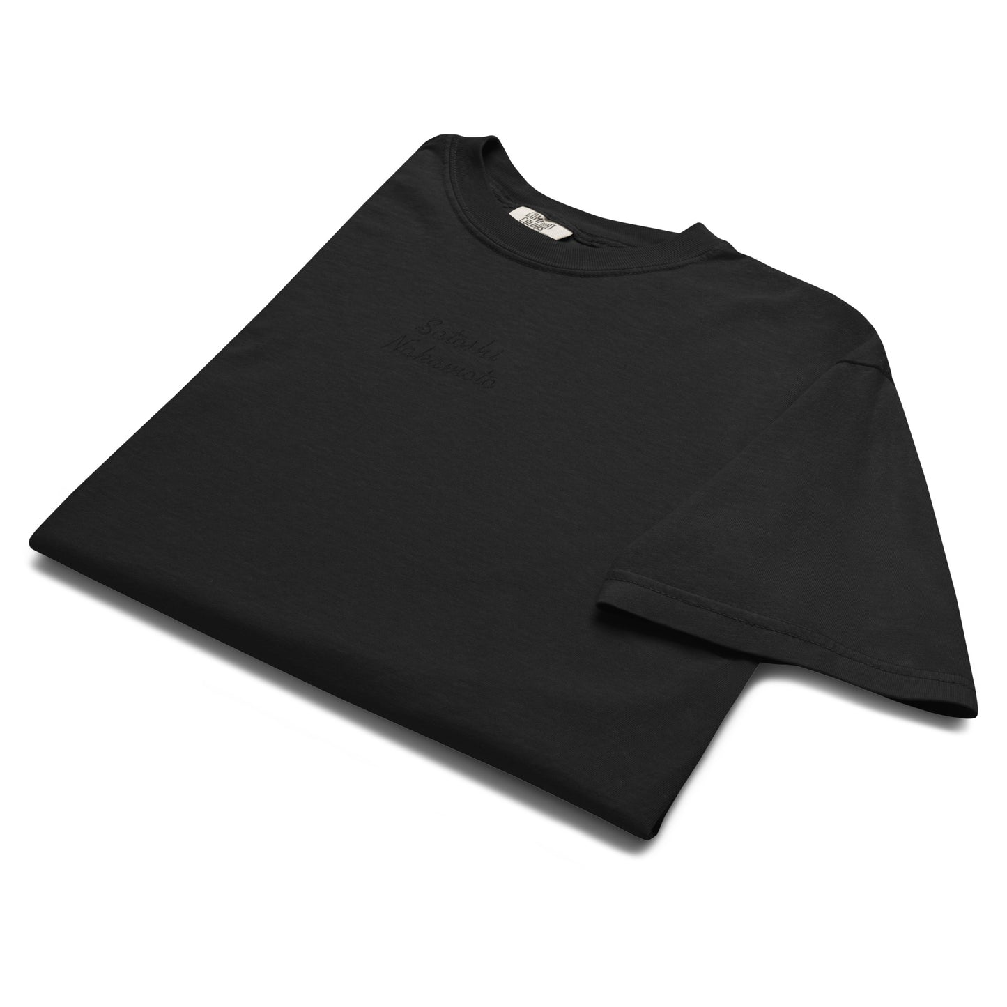 bitcoin t-shirt - satoshi nakamoto - folded display - black