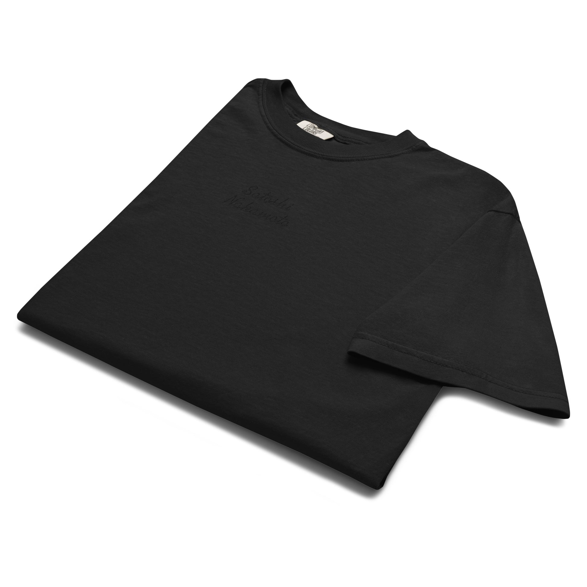 bitcoin t-shirt - satoshi nakamoto - folded display - black