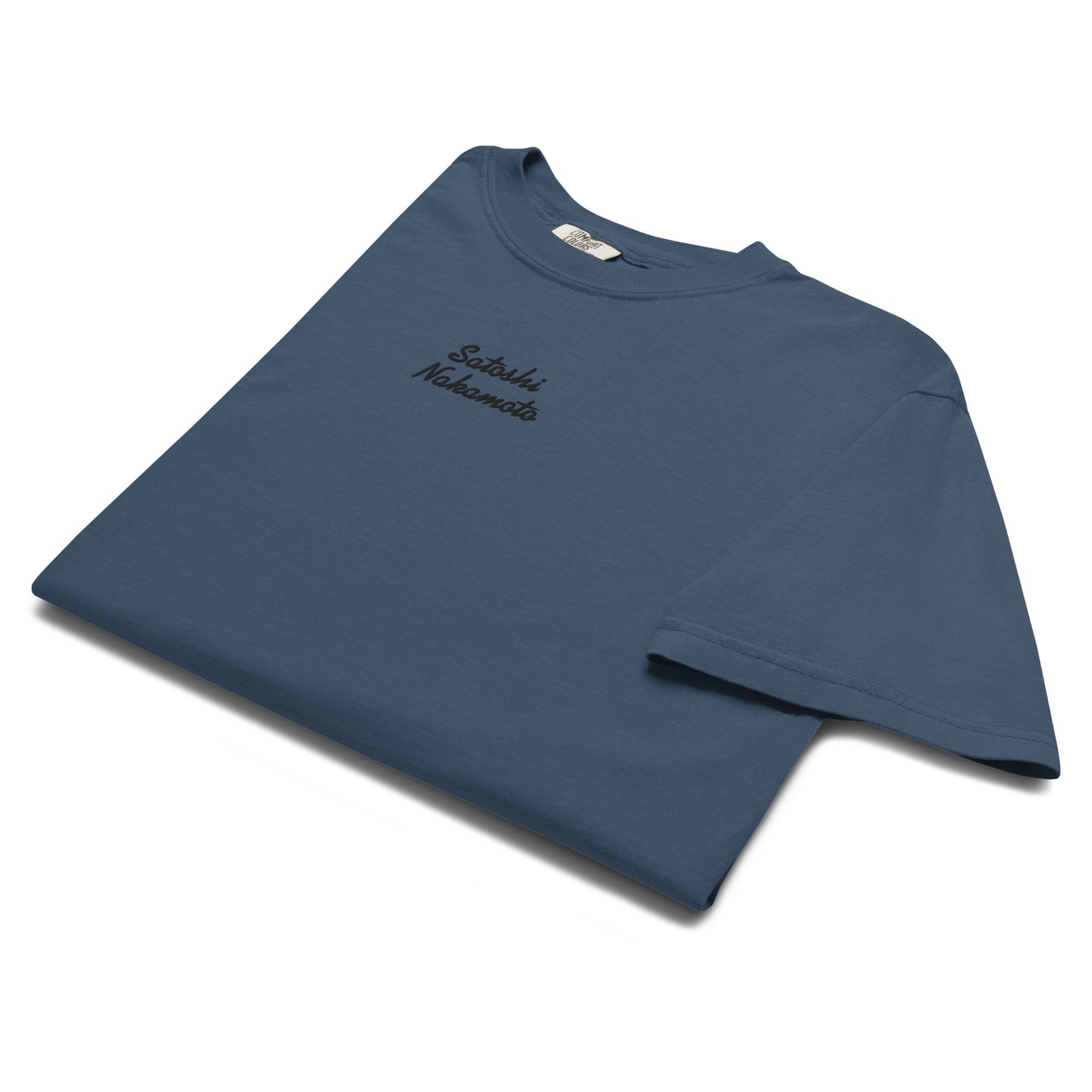 bitcoin t-shirt - satoshi nakamoto - folded display - midnight