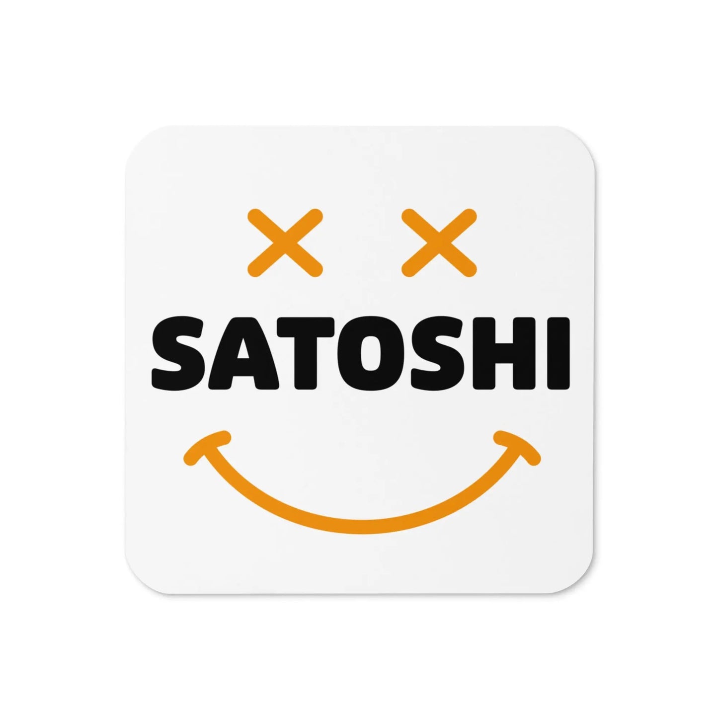 Satoshi Smiley Bitcoin coaster by BitPopArt front view