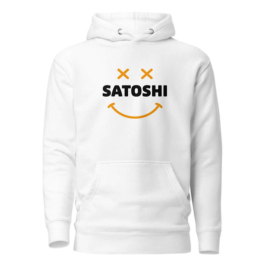 bitcoin hoodie - satoshi smiley - front view - white
