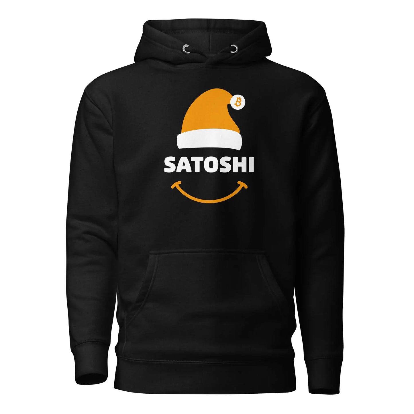 bitcoin hoodie - satoshi x-mas design - front view - black