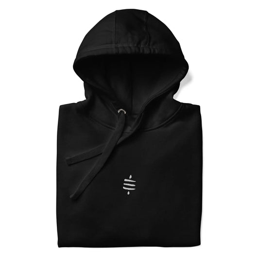 bitcoin hoodie - sats symbol - folded - black