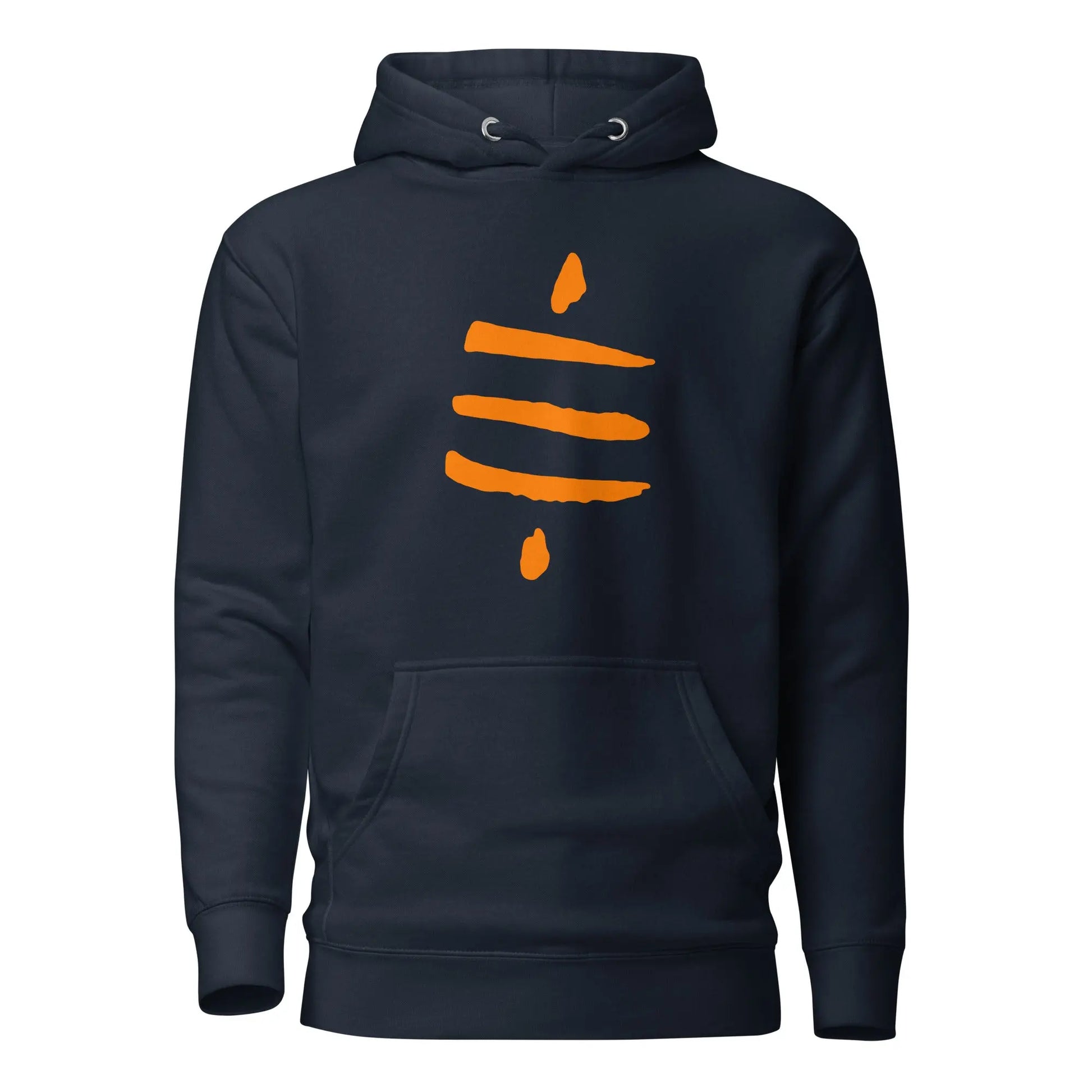 bitcoin hoodie - sats symbol - front view - navy blue