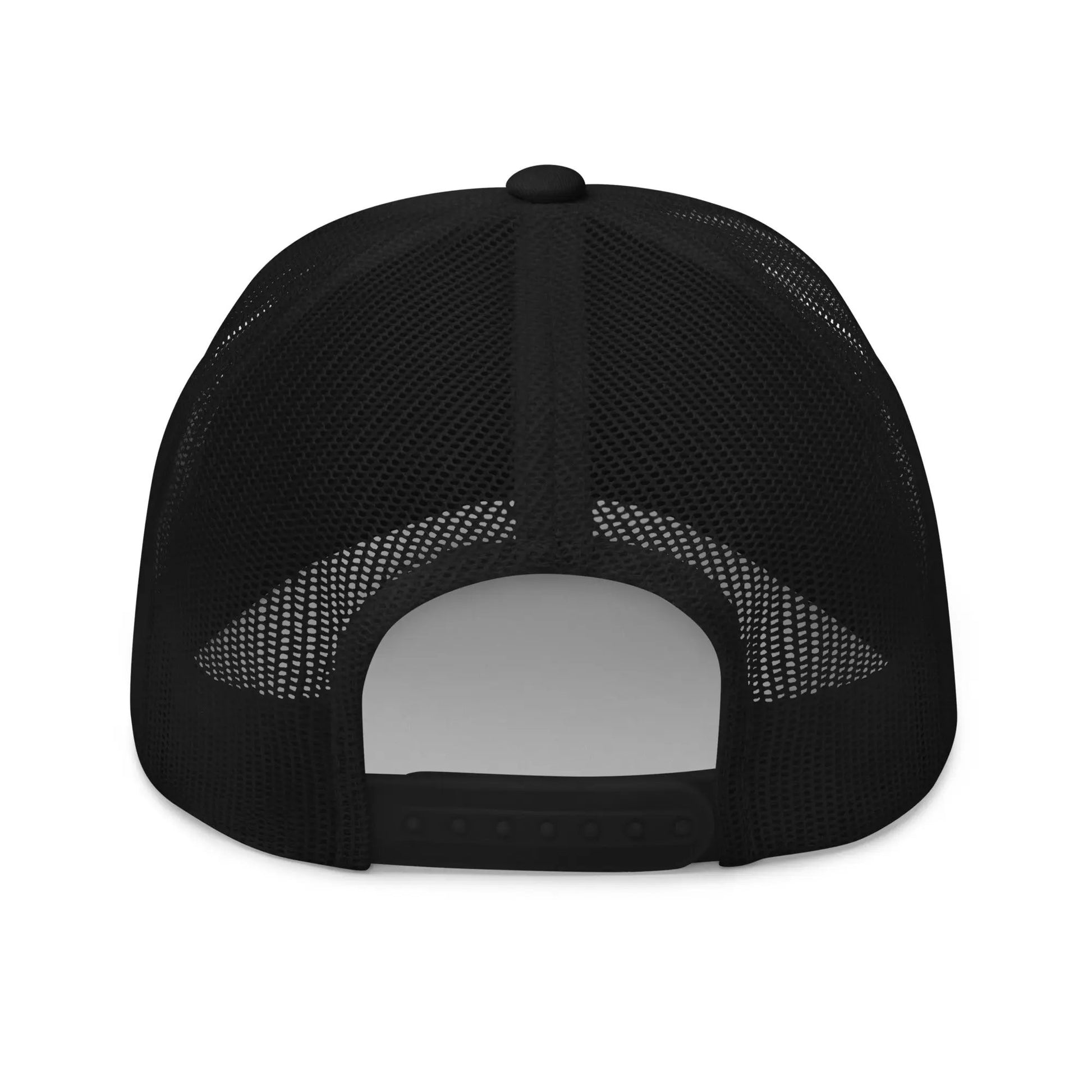 bitcoin trucker hat - sats symbol - back view - black