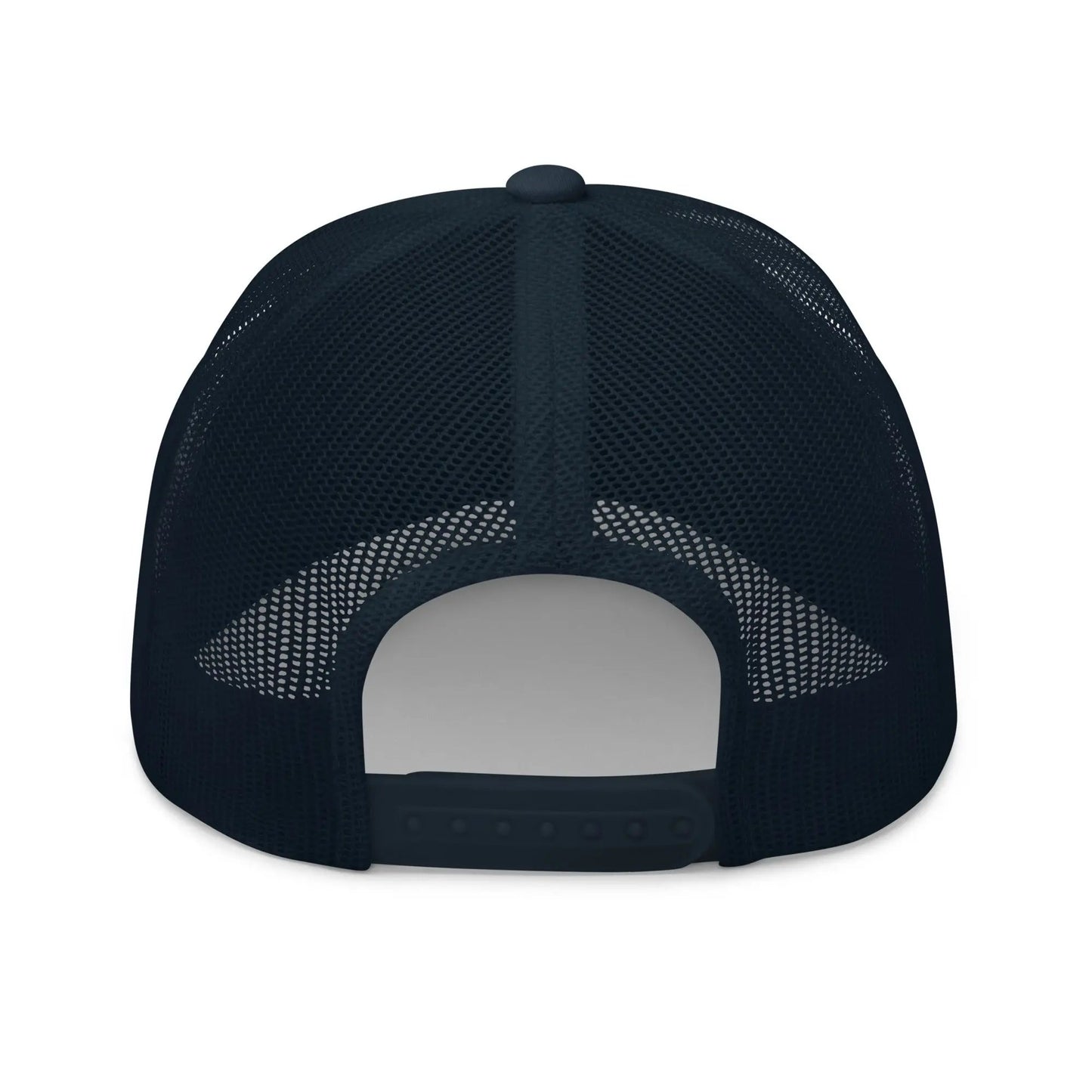 bitcoin trucker hat - sats symbol - back view - navy