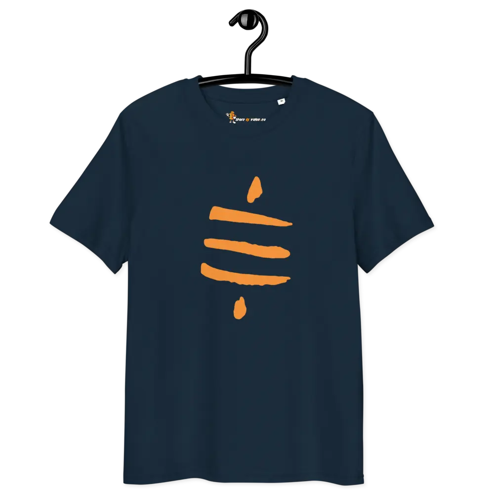 Bitcoin T-Shirt – Sats Symbol - on hanger - navy blue