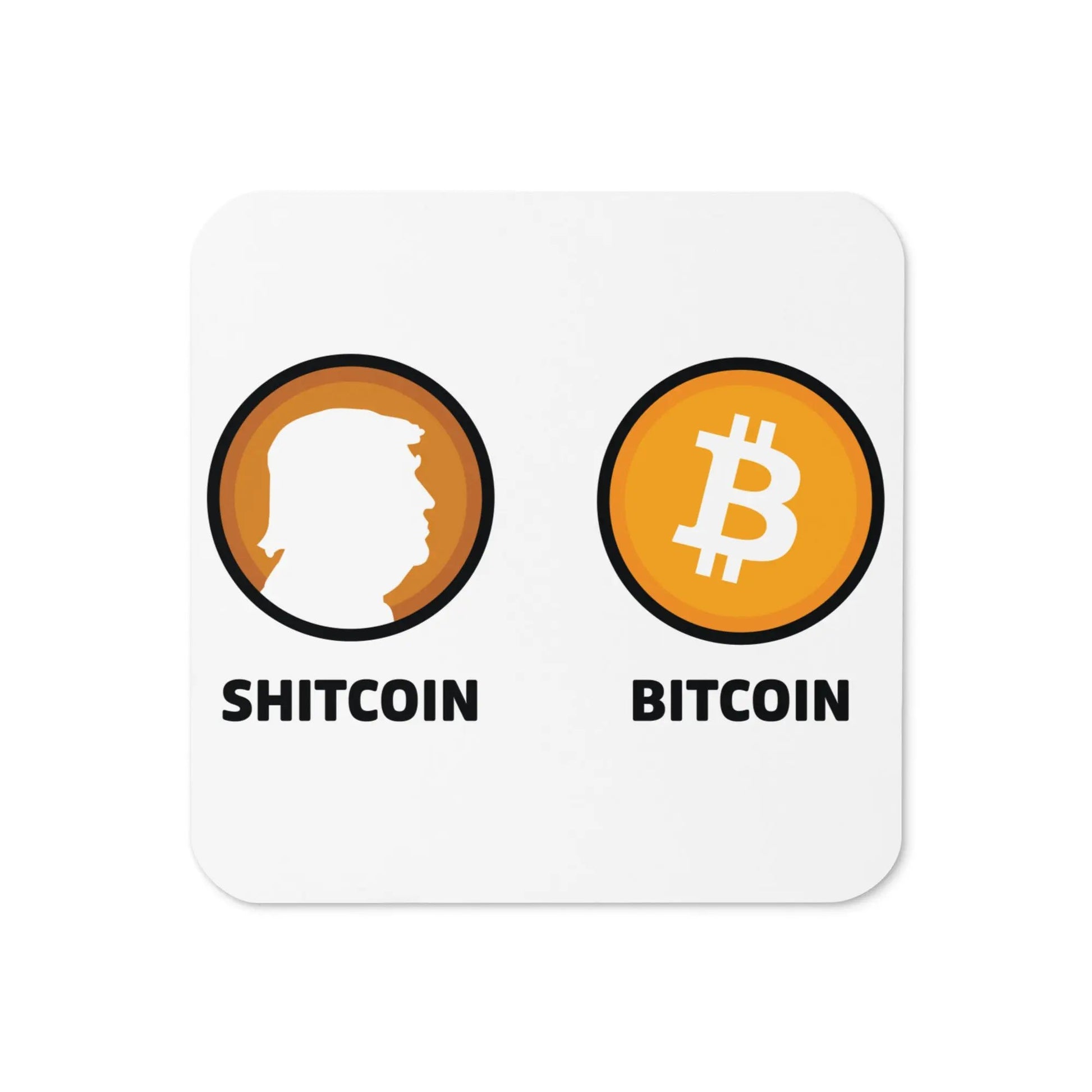 Shitcoin or Bitcoin Bitcoin coaster by BitPopArt – top-down view