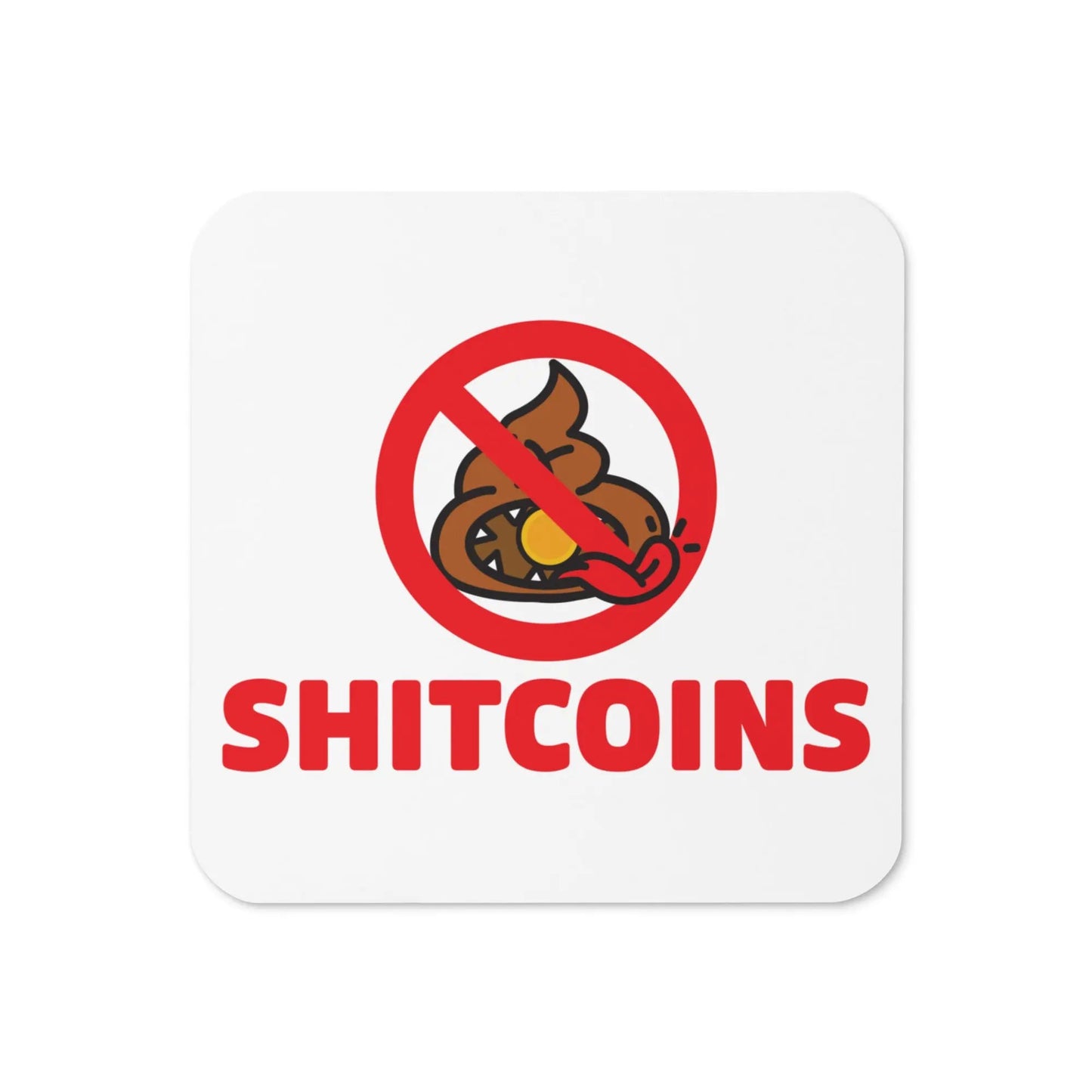 Shitcoins Bitcoin coaster by BitPopArt front view