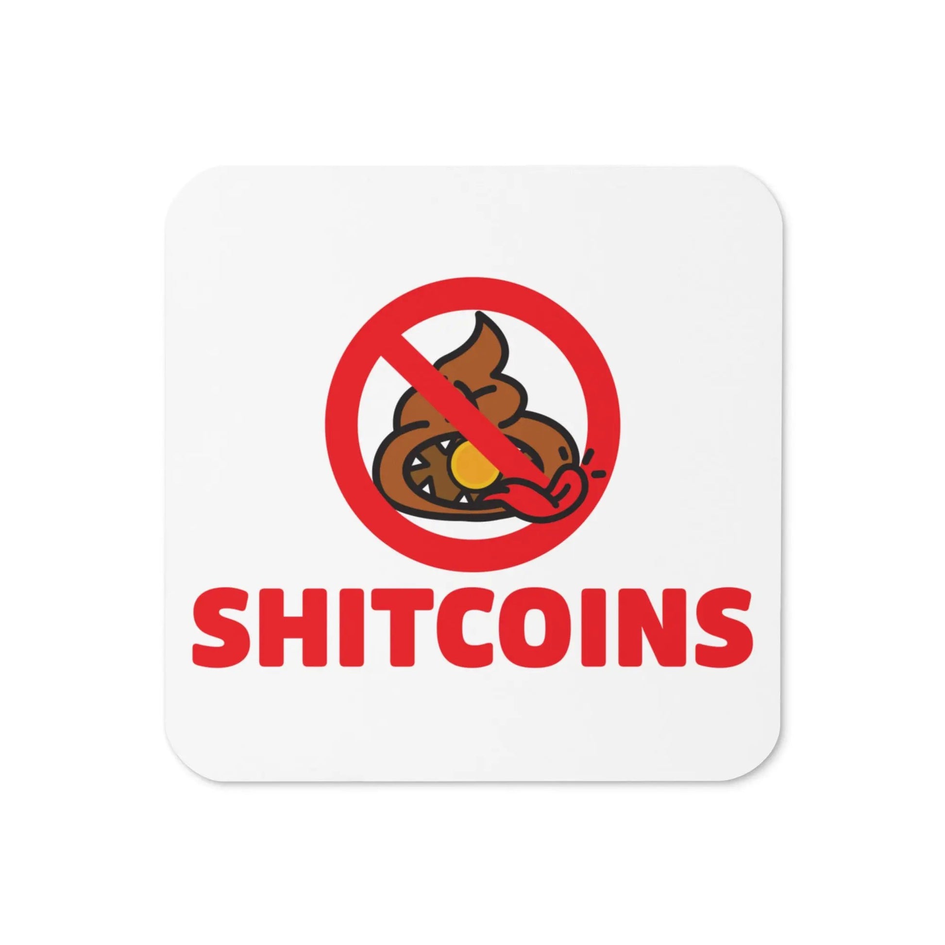 Shitcoins Bitcoin coaster by BitPopArt front view