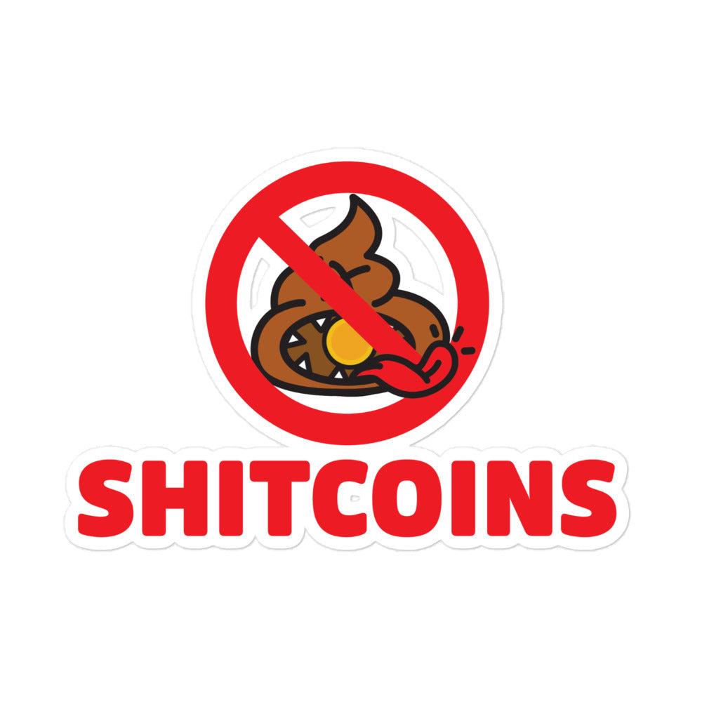 bitcoin sticker - shitcoins - front view