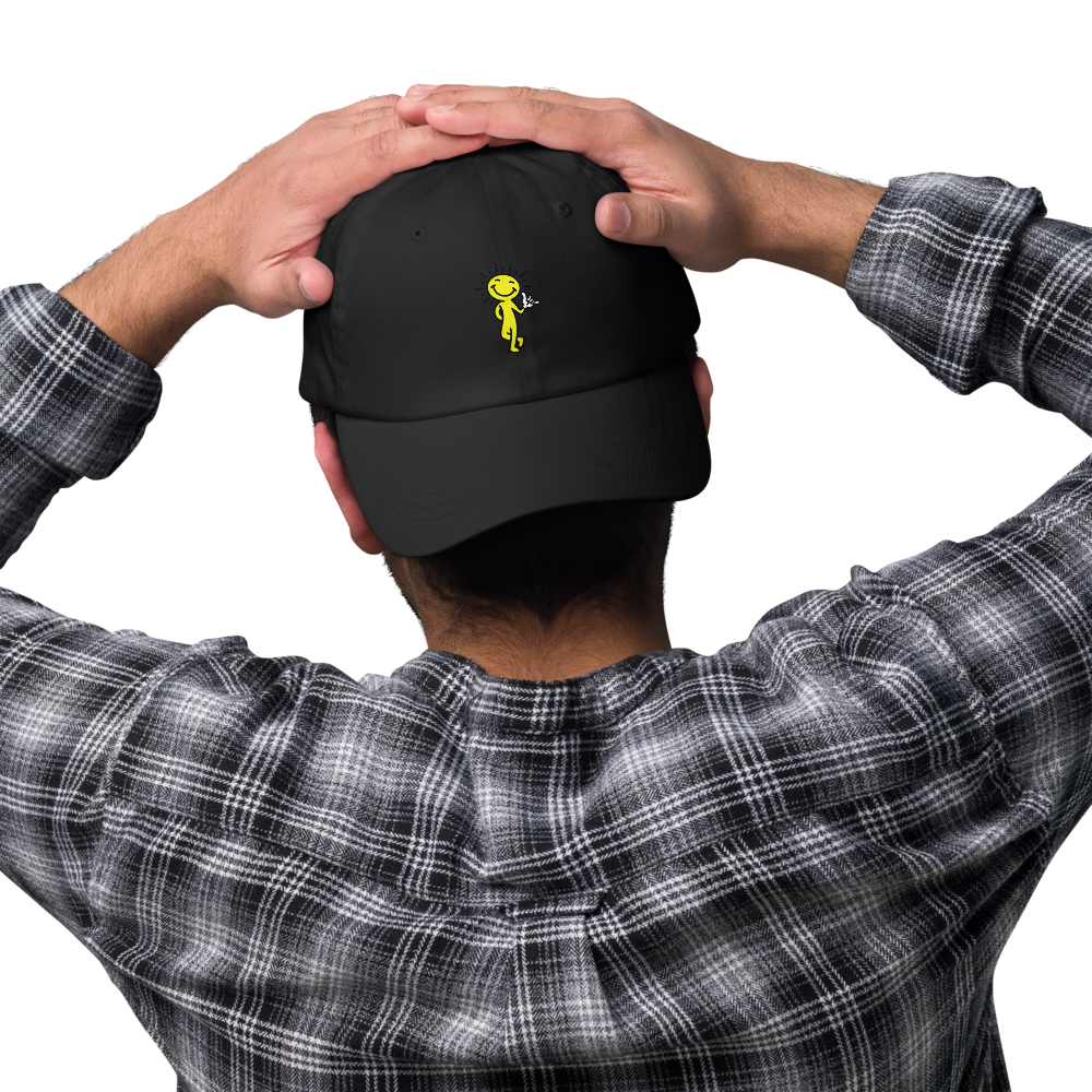 smiling sun hat - back view male - black