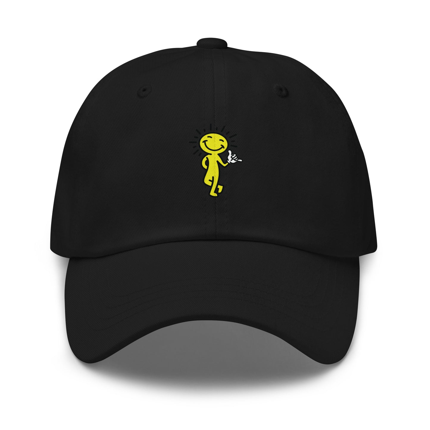 smiling sun hat - front view - black