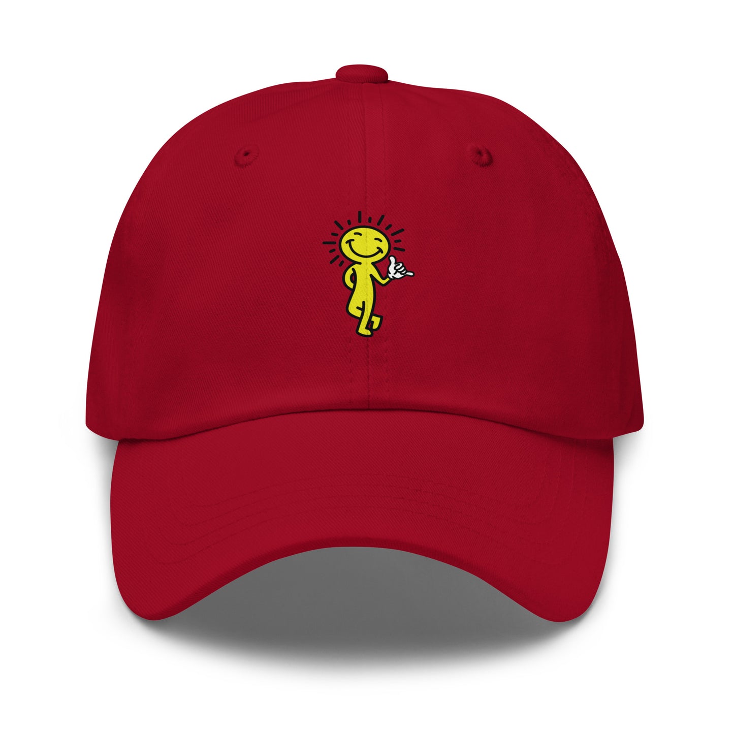 smiling sun hat - front view - red