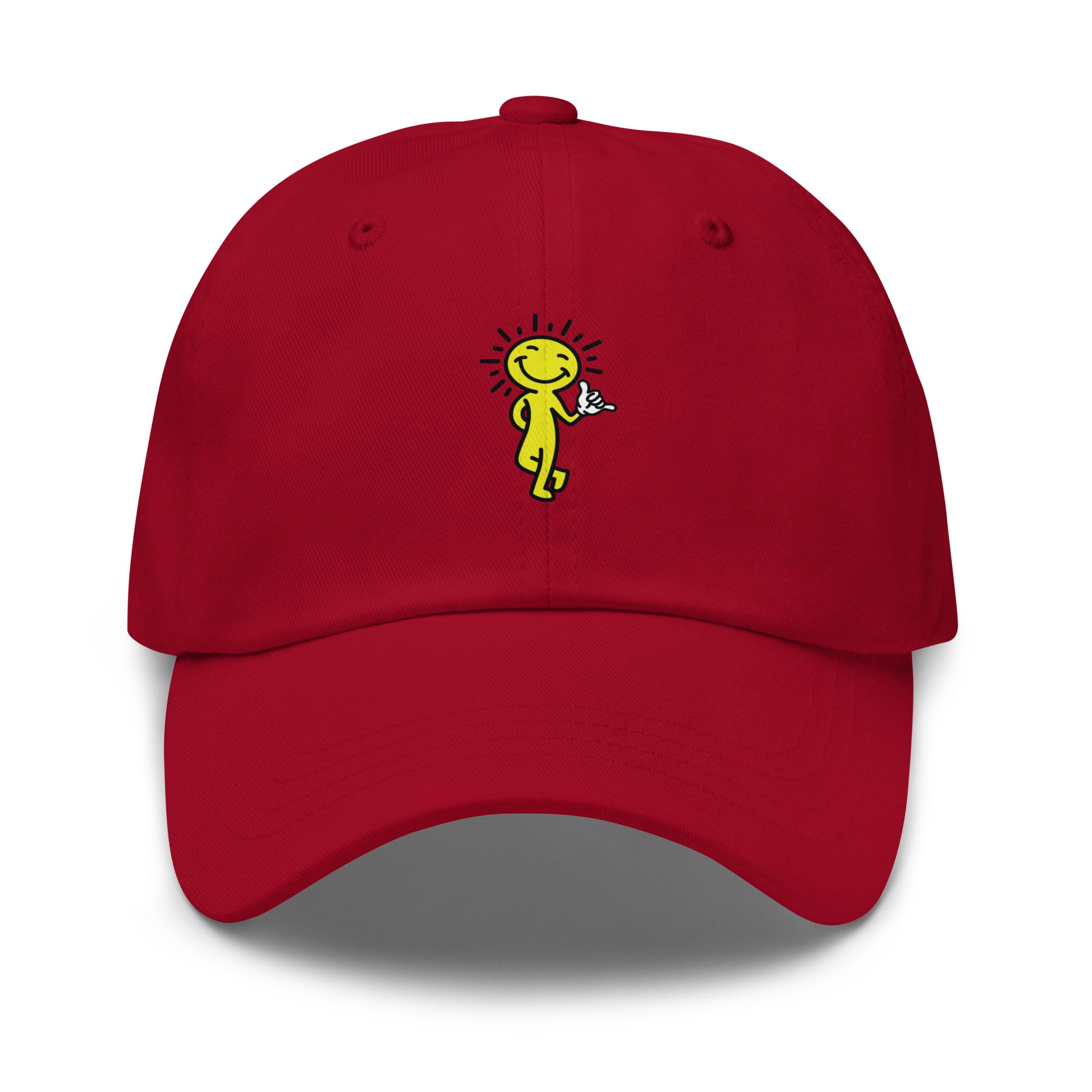 smiling sun hat - front view - red