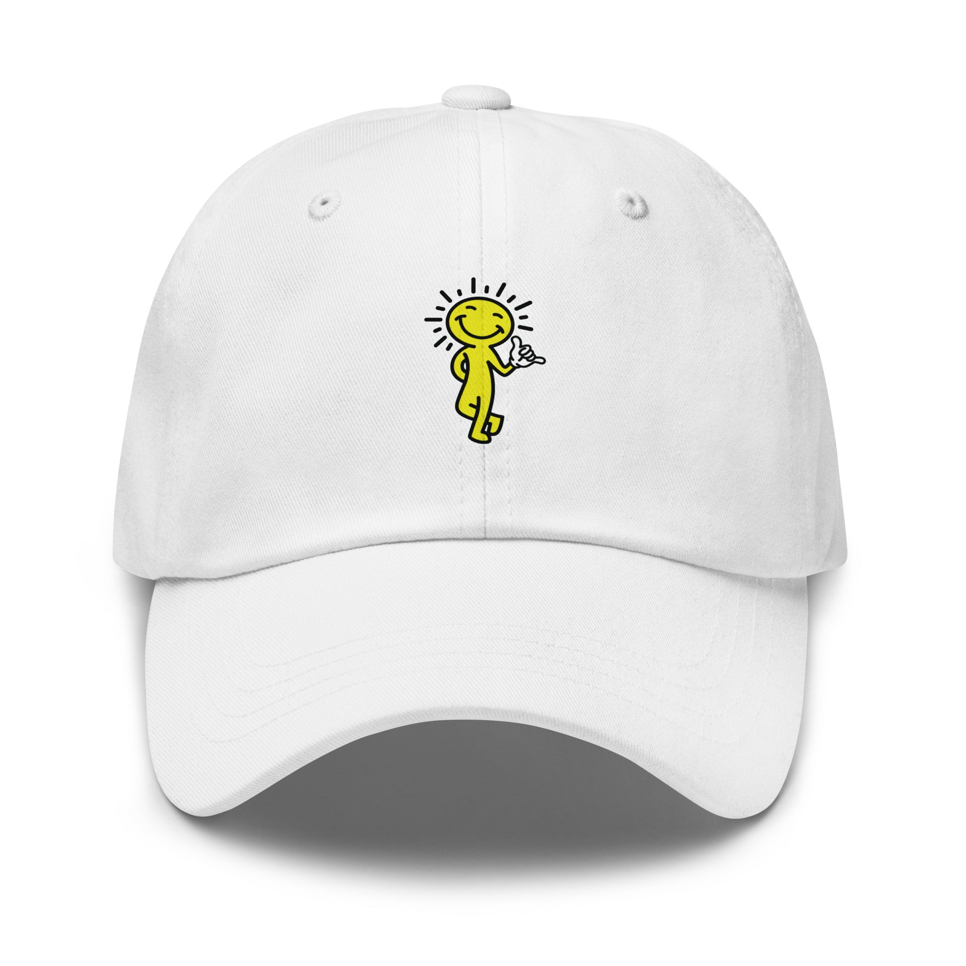 smiling sun hat - front view - white