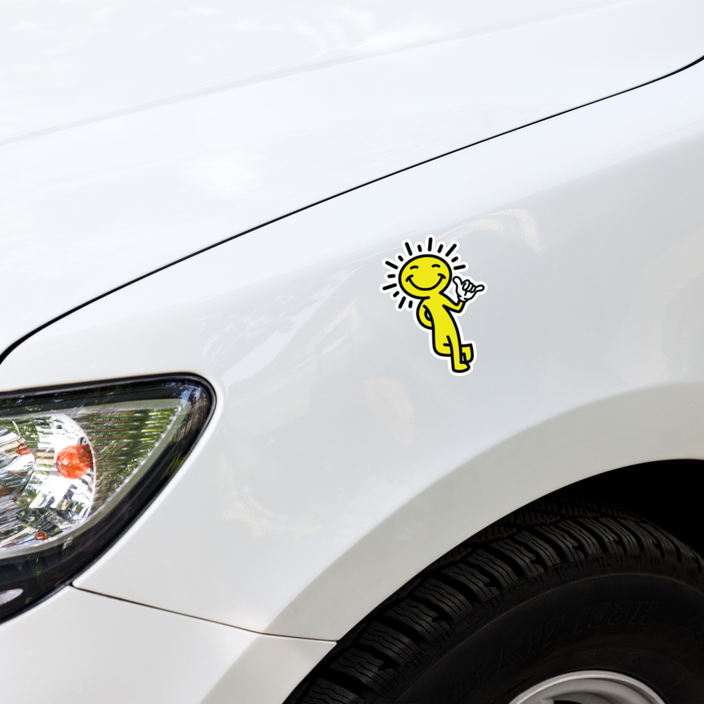 smiling sun sticker - applied on car