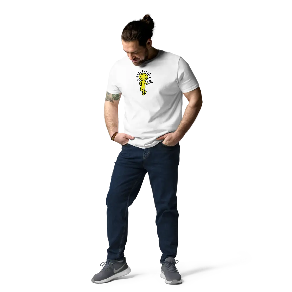 smiling sun t-shirt - model by male - white color