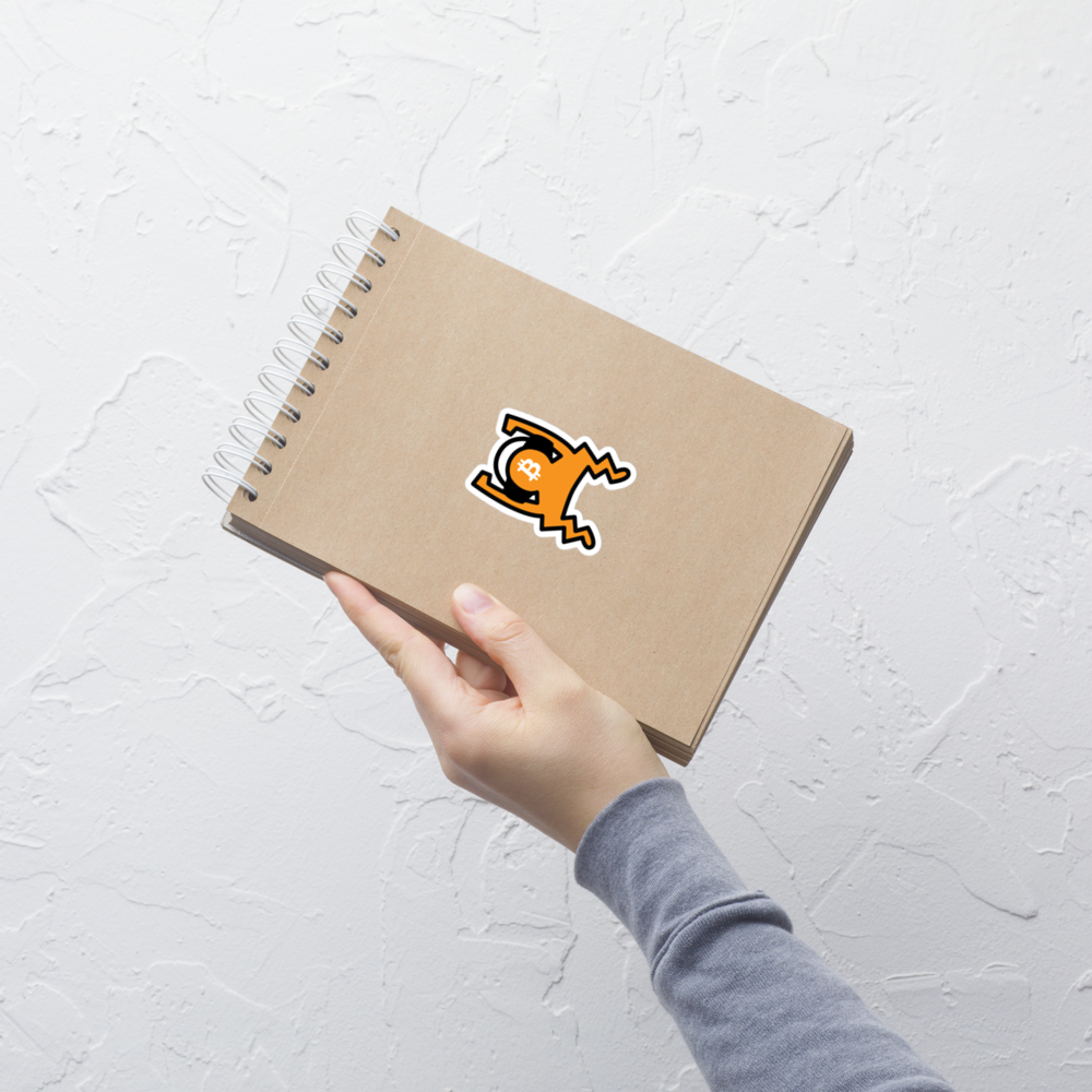 bitcoin sticker - sound money - applied on notebook