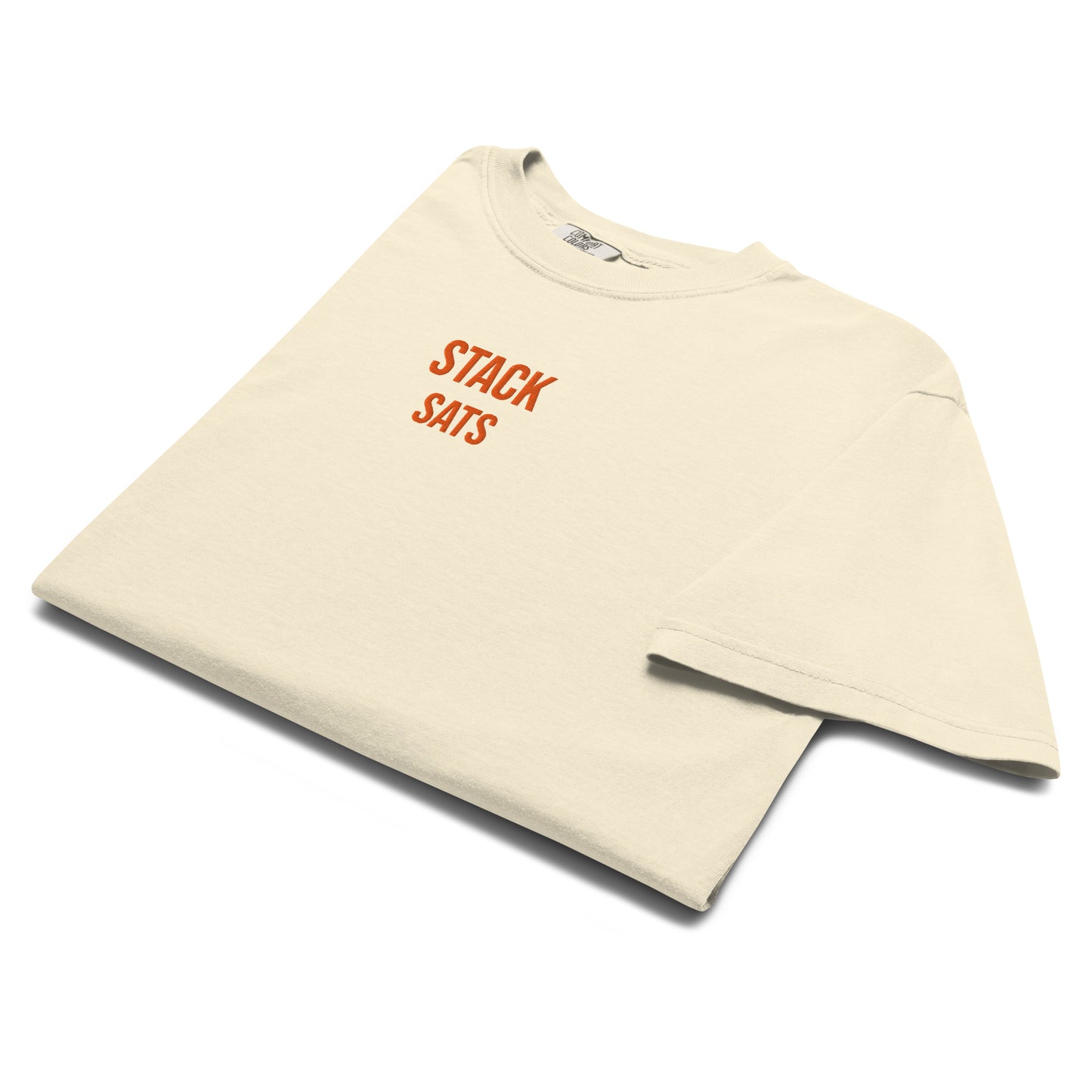 bitcoin t-shirt - stack sats - folded - ivory