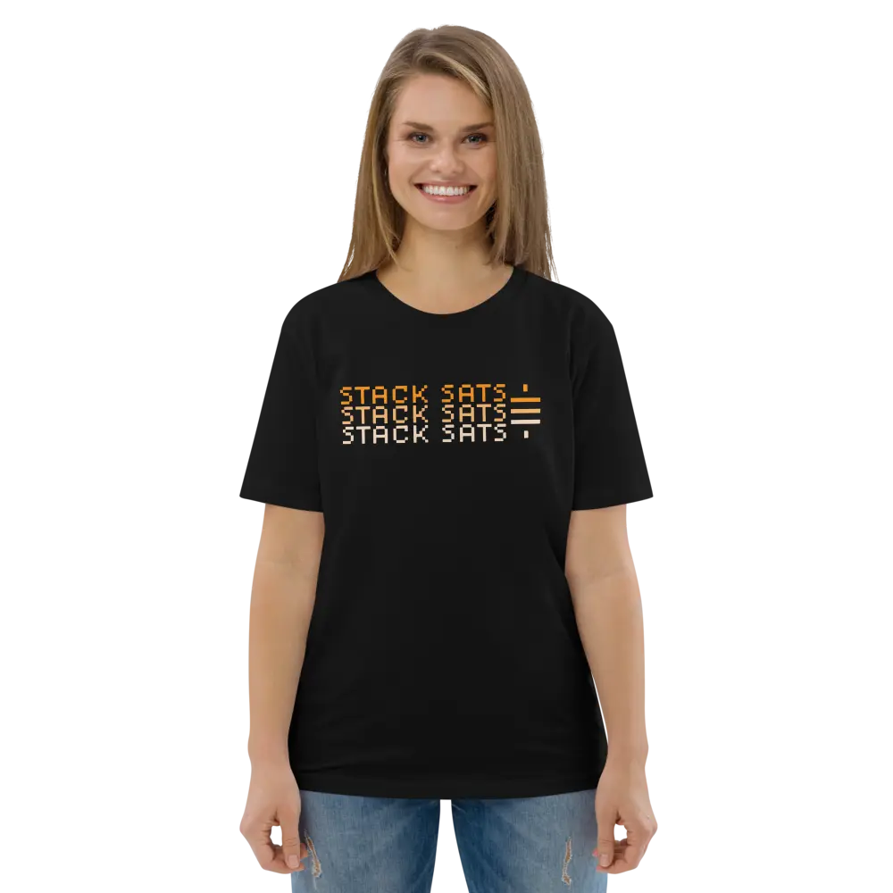 Bitcoin T-Shirt – Stack Sats - worn on model