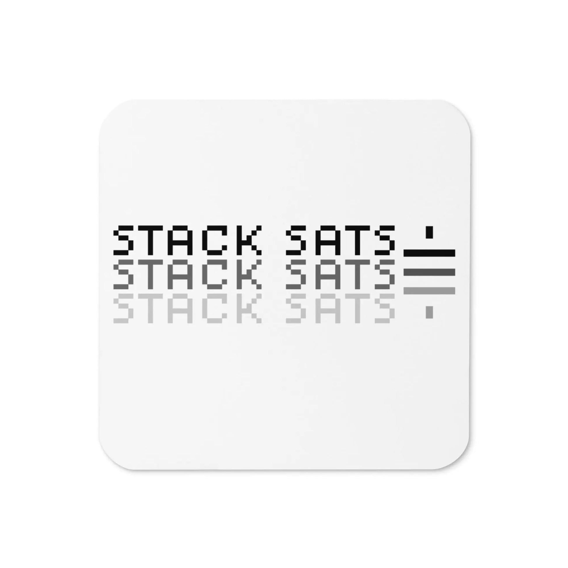 Stack Sats Black Bitcoin coaster by BitPopArt – top-down view