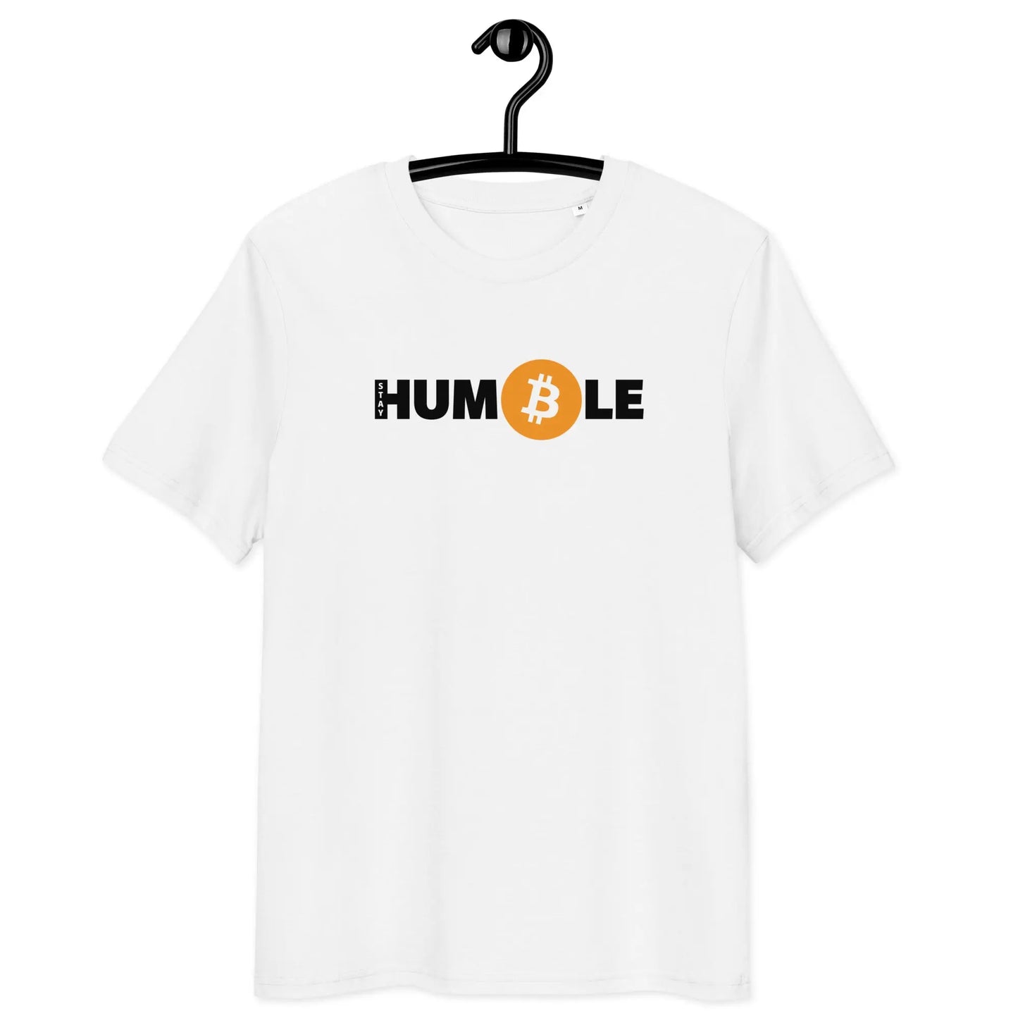 Bitcoin T-Shirt – Stay Humble - on hanger
