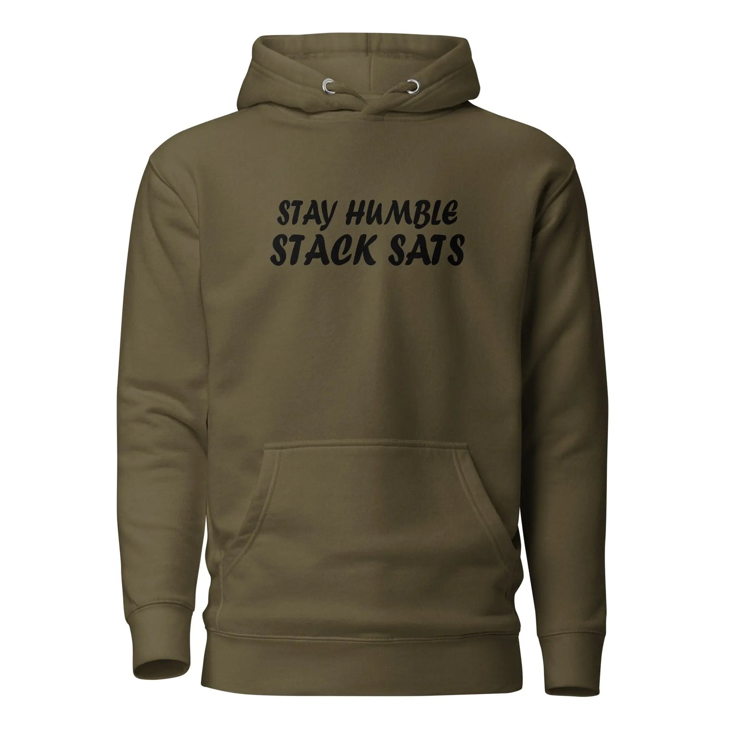 bitcoin hoodie - stay humble stack sats - front view - green