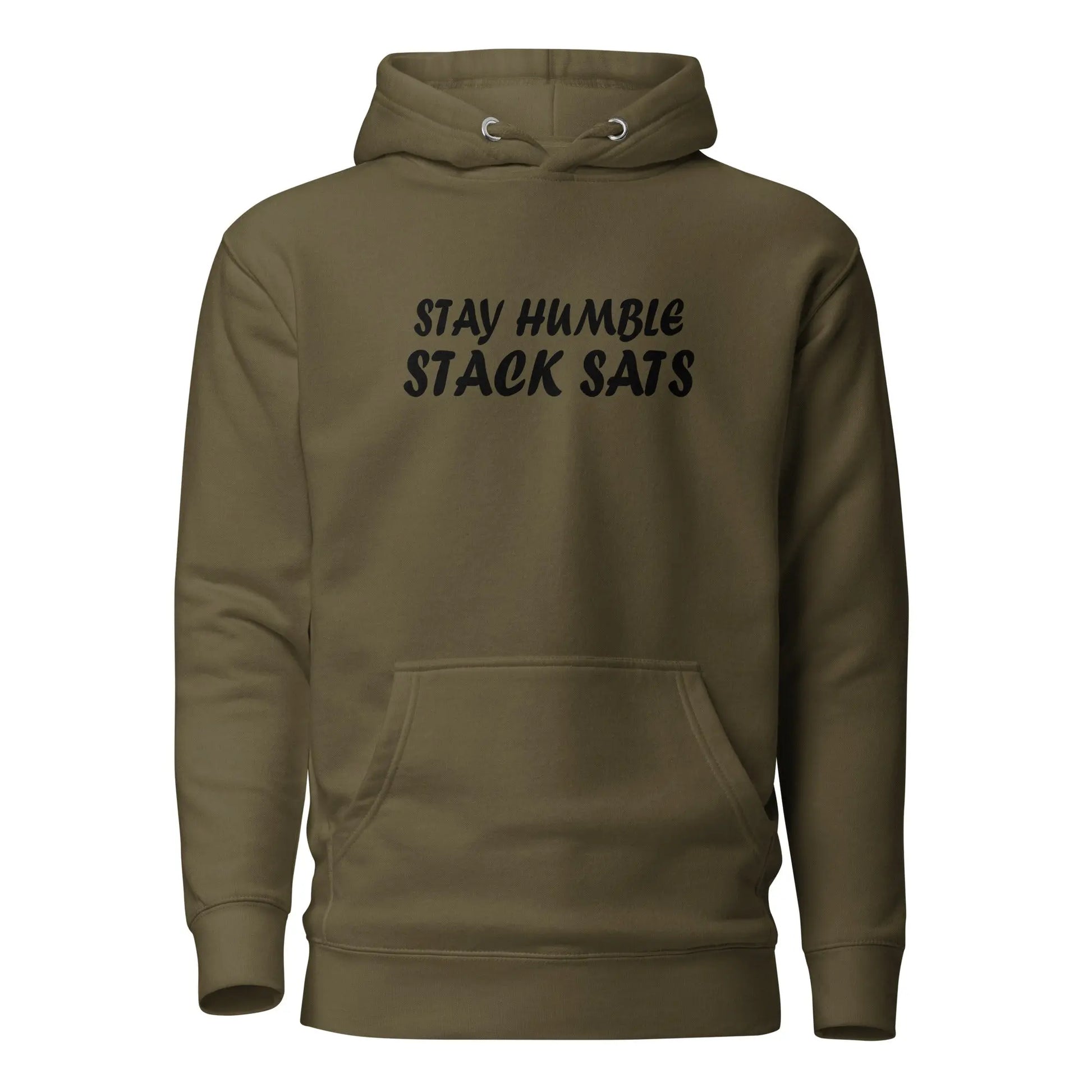 bitcoin hoodie - stay humble stack sats - front view - green
