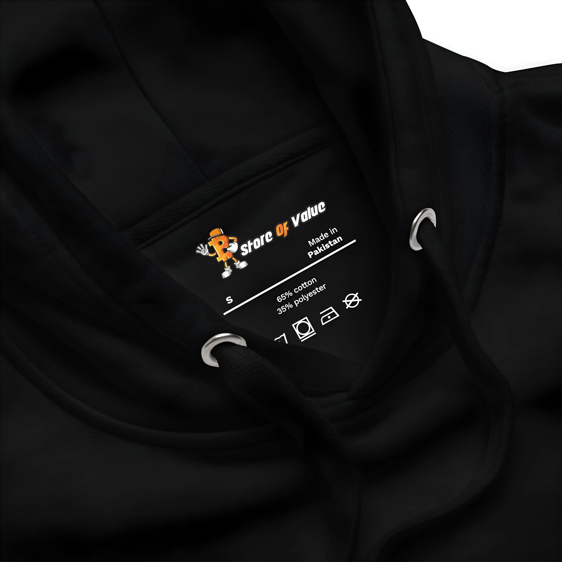 bitcoin hoodie - street art graffiti - design close-up - black