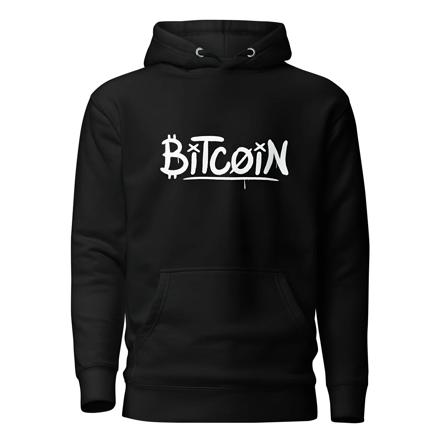 bitcoin hoodie - street art graffiti - front view - black