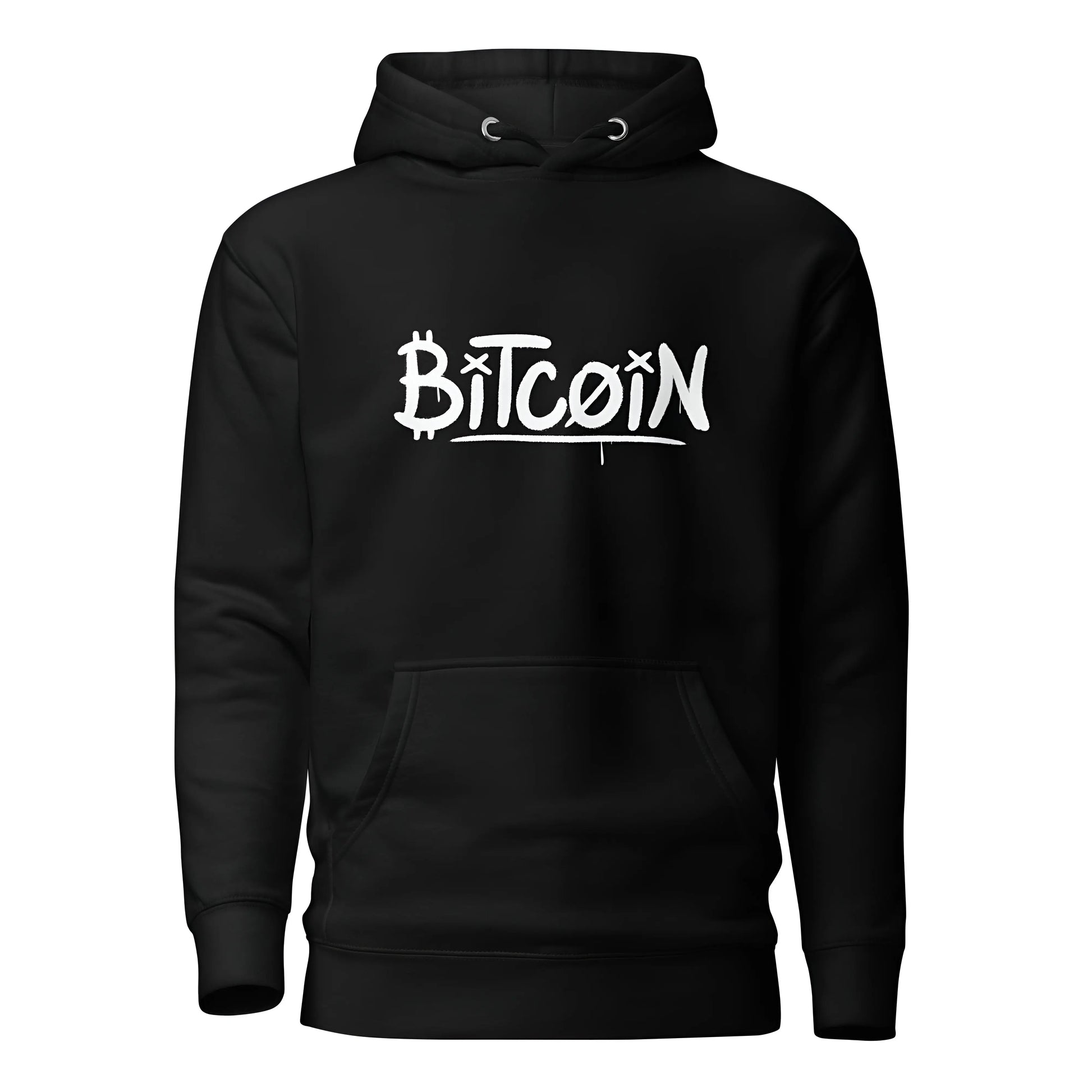 bitcoin hoodie - street art graffiti - front view - black