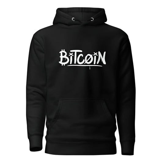 bitcoin hoodie - street art graffiti - front view - black
