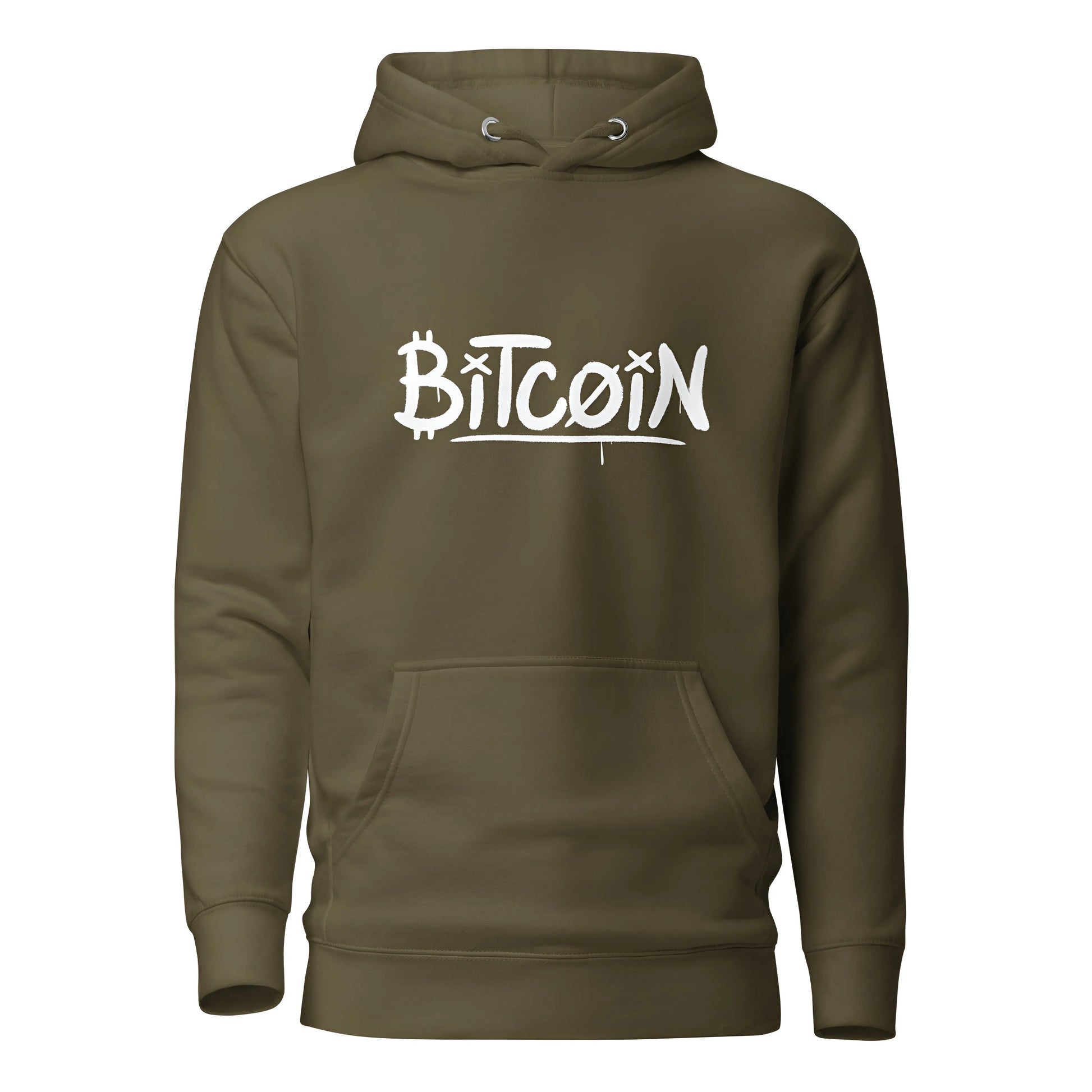 bitcoin hoodie - street art graffiti - front view - green