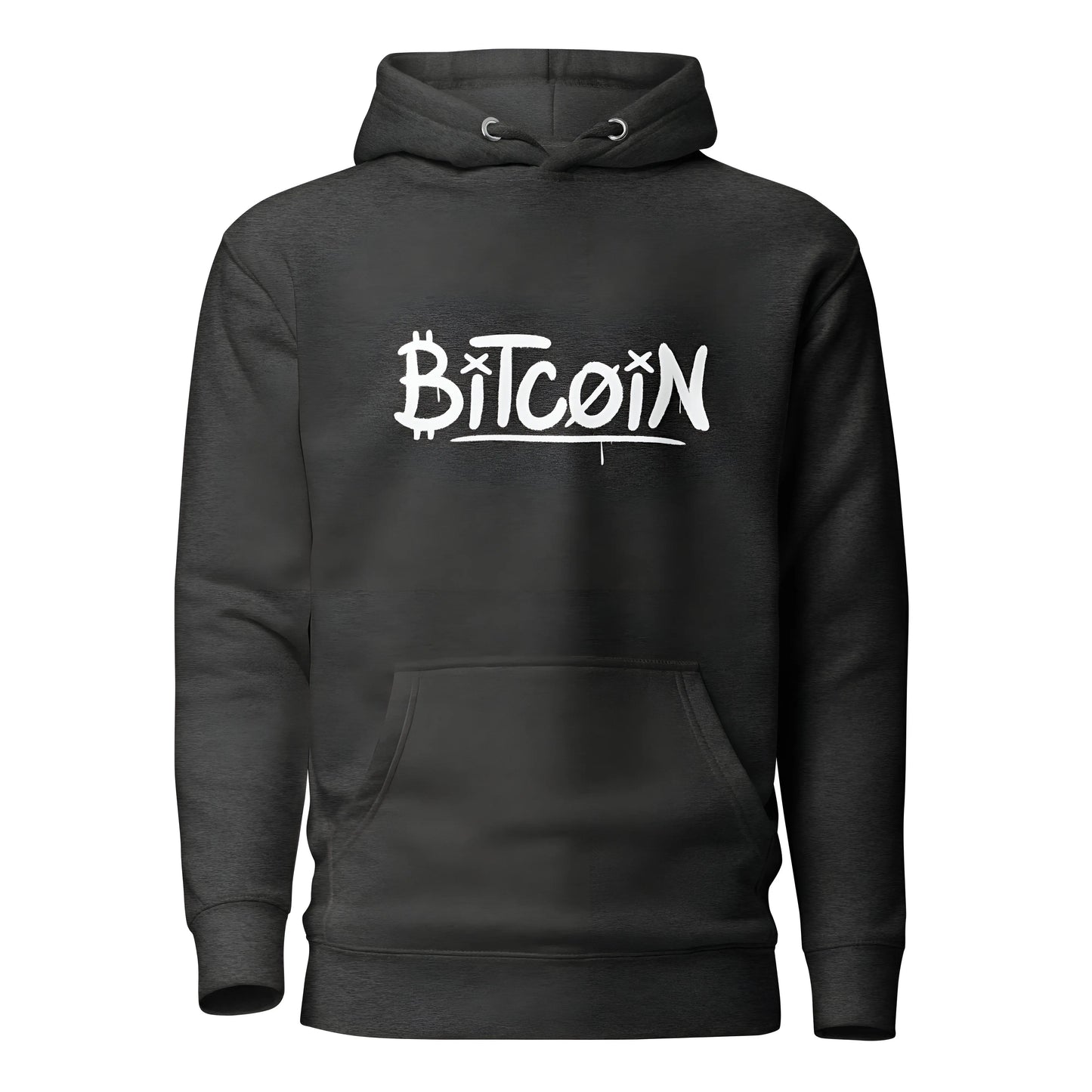 bitcoin hoodie - street art graffiti - front view - grey