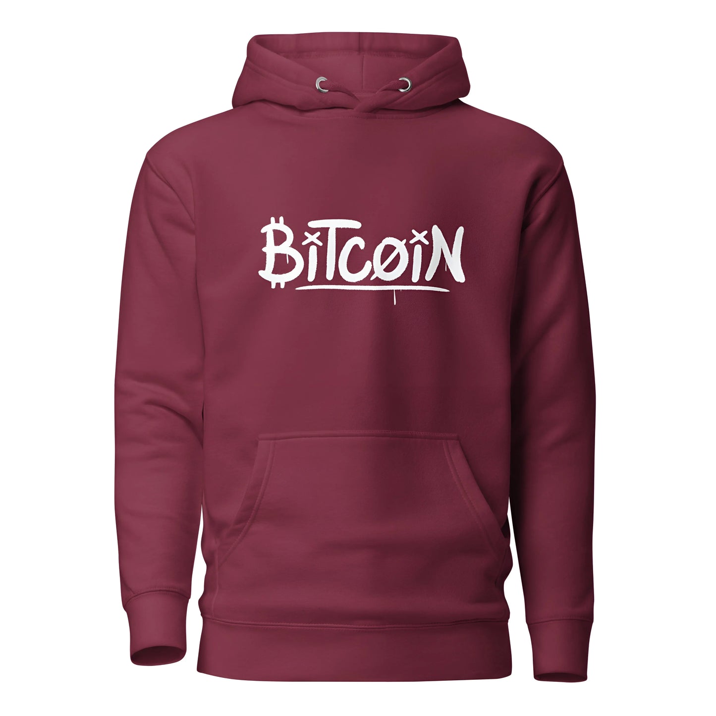 bitcoin hoodie - street art graffiti - front view - maroon