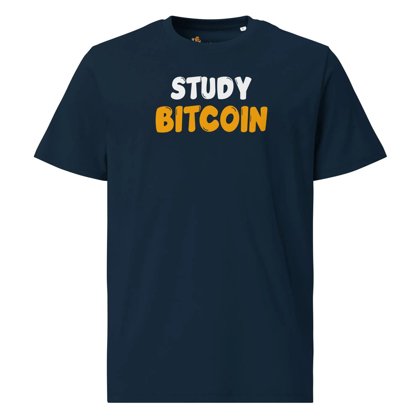 Bitcoin T-Shirt – Study Bitcoin - front view — navy blue