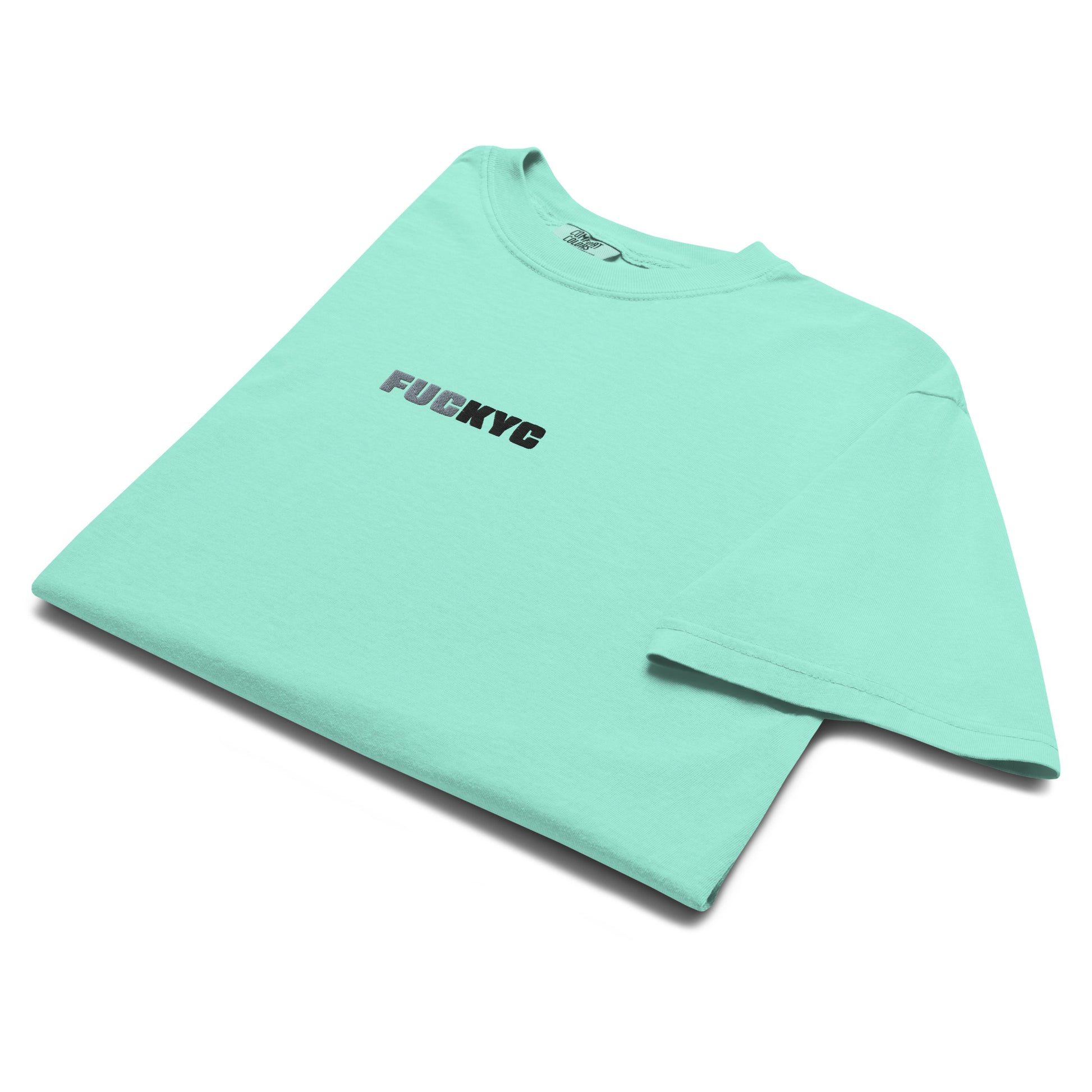 t-shirt - fuckyc - front view - chalky mint