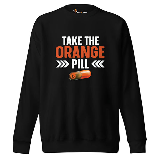 bitcoin sweatshirt - take the orange pill - front view - black