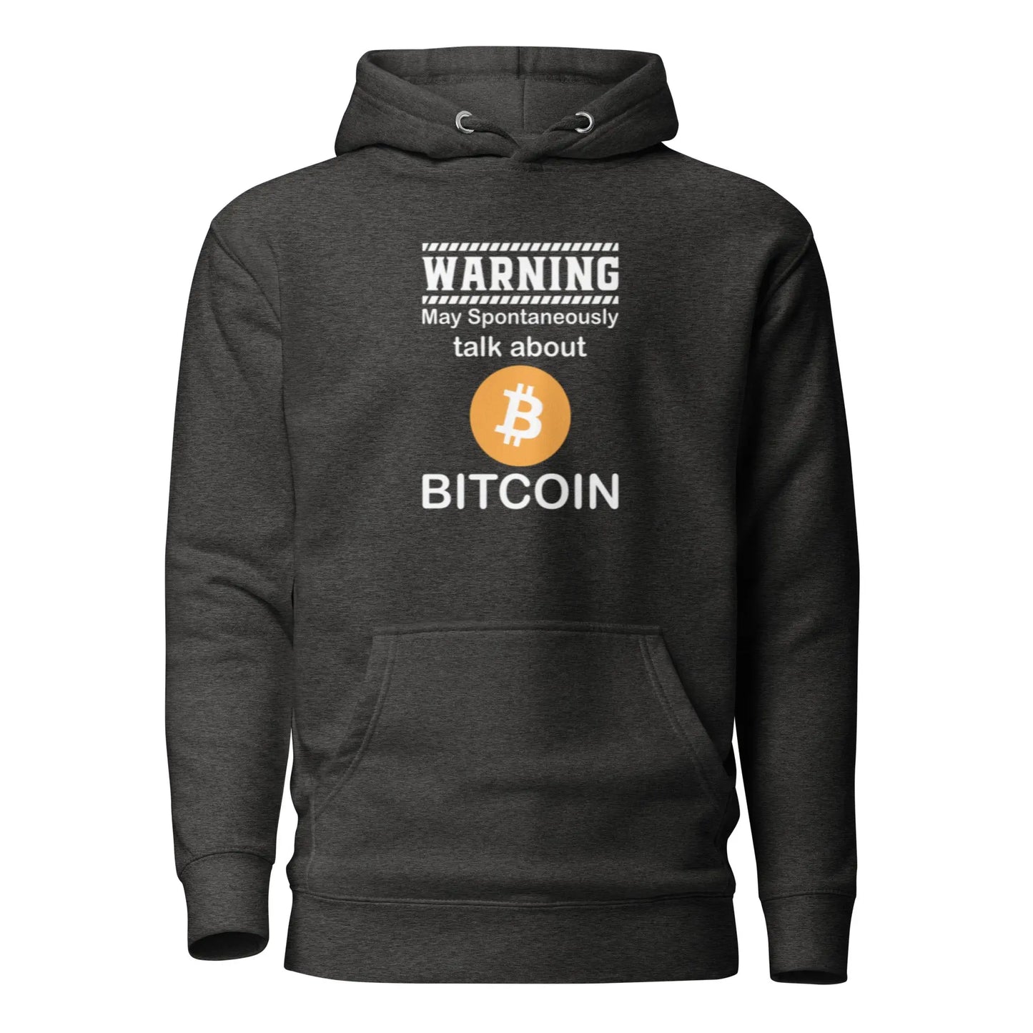 bitcoin hoodie - talk about bitcoin - front view - grey