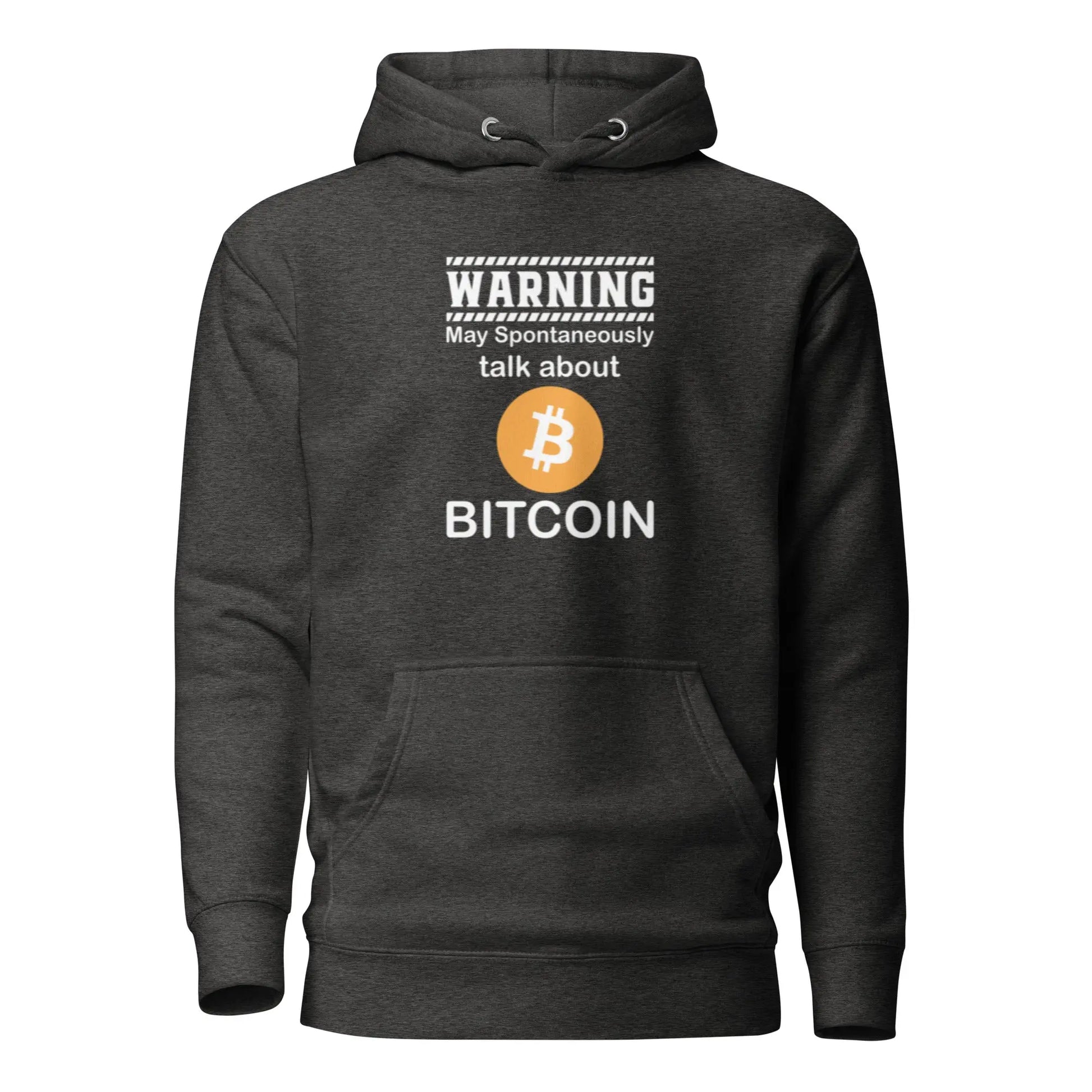 bitcoin hoodie - talk about bitcoin - front view - grey