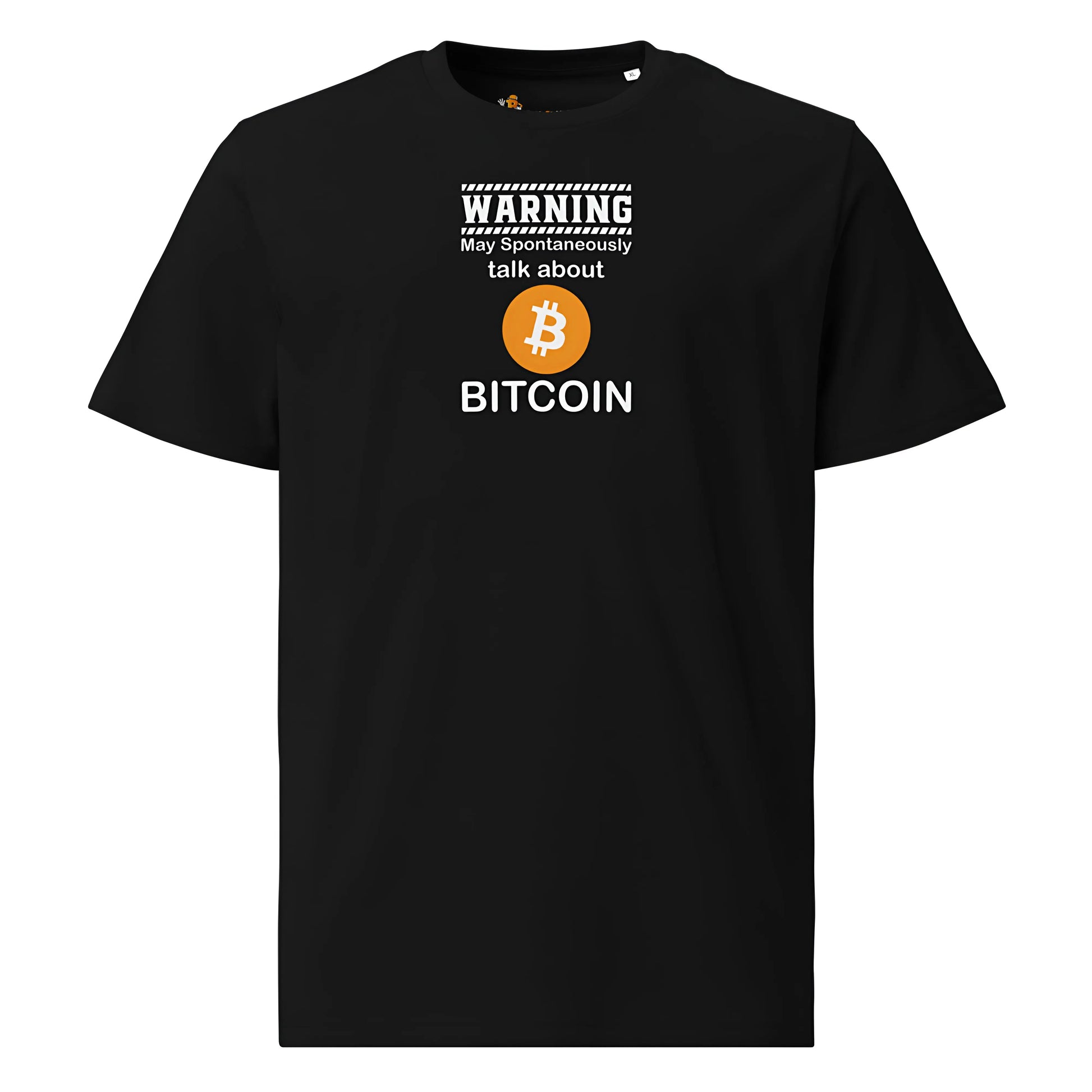 bitcoin t-shirt talk about bitcoin front view black