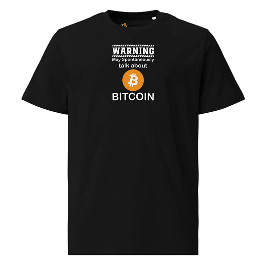 bitcoin t-shirt talk about bitcoin front view black