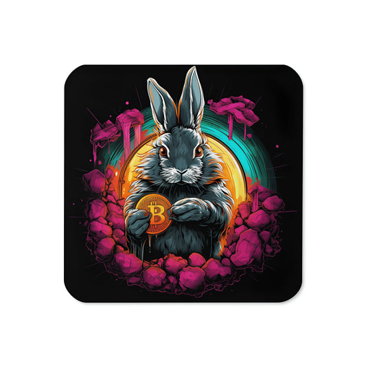 The Bitcoin Rabbit Hole Bitcoin coaster front view