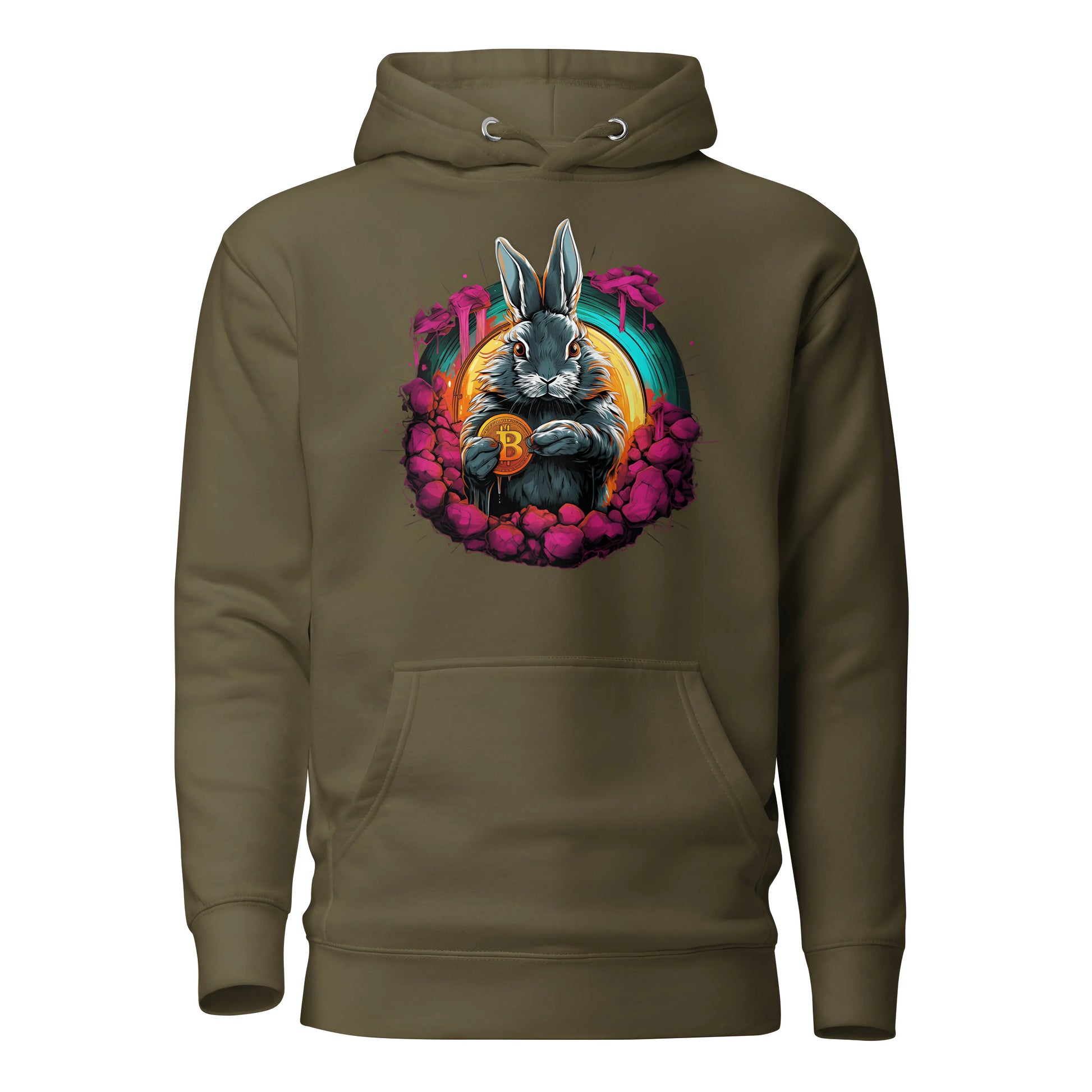 bitcoin hoodie - the bitcoin rabbit hole - front view - green