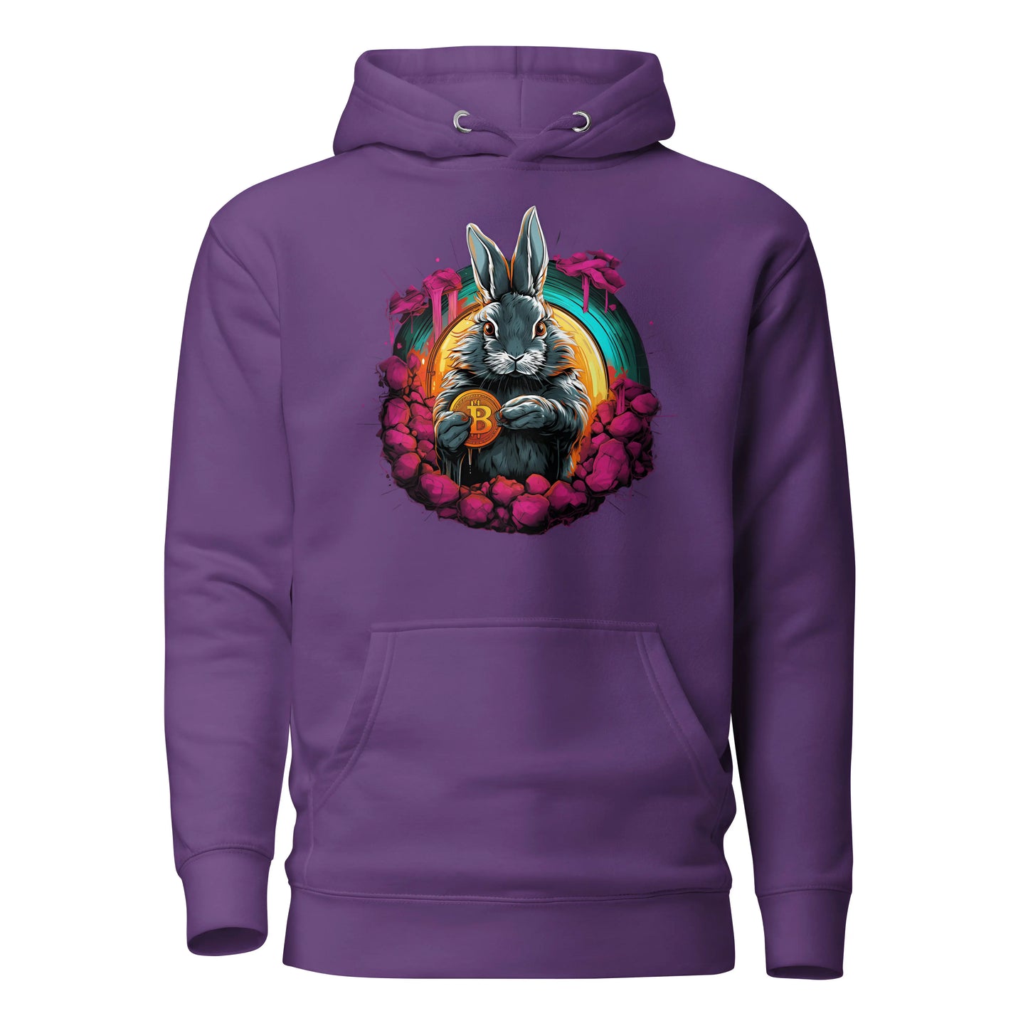 bitcoin hoodie - the bitcoin rabbit hole - front view - purple