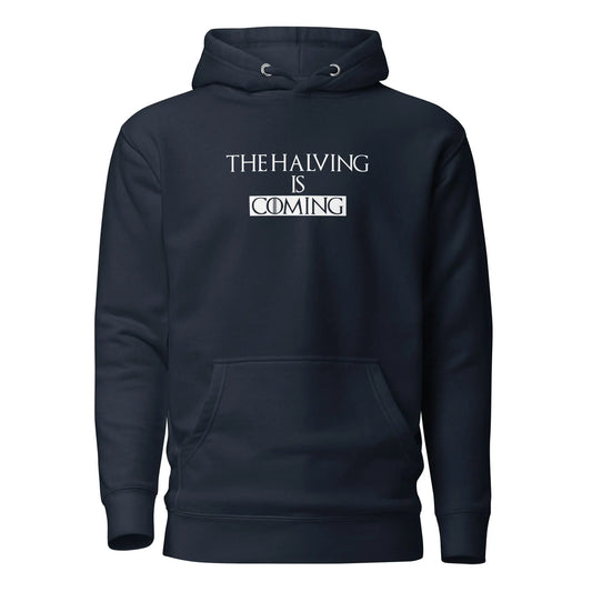 bitcoin hoodie - the halving is coming - front view