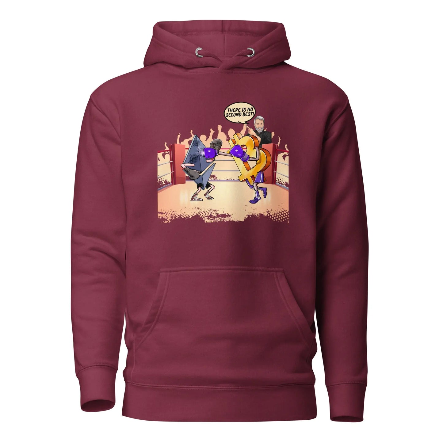 bitcoin hoodie - there is no second best - front view - maroon