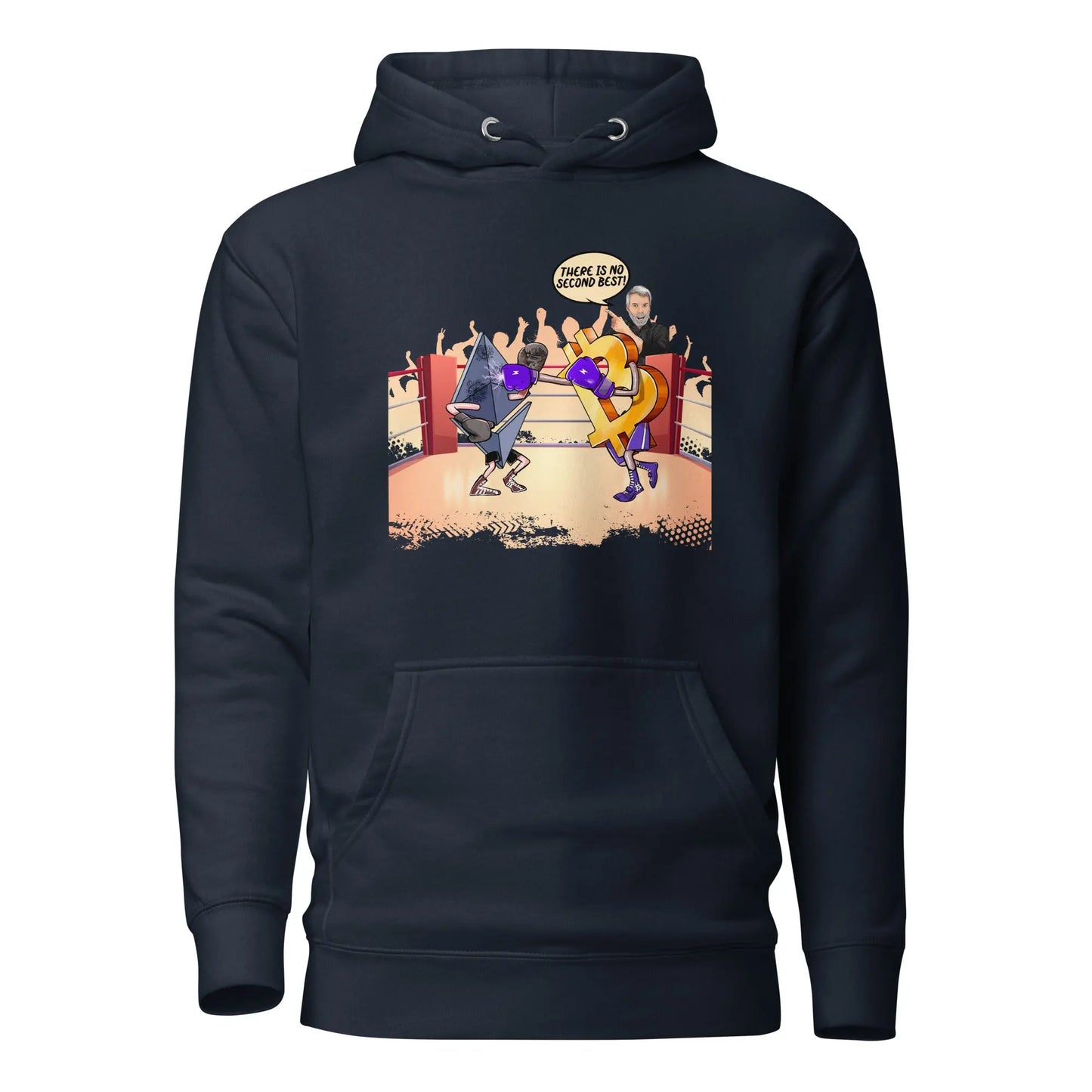 bitcoin hoodie - there is no second best - front view - navy blue